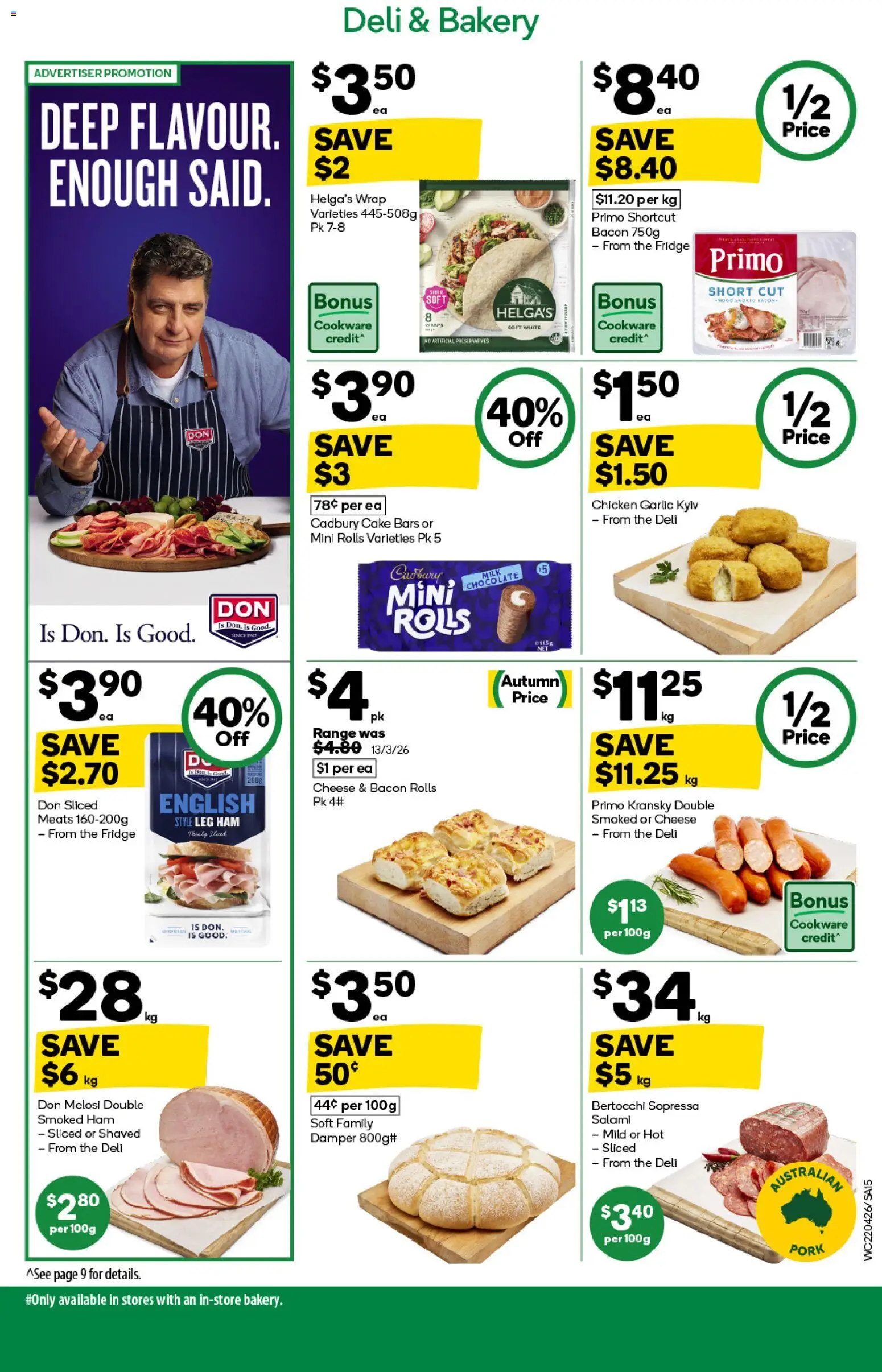 Woolworths catalogue - valid from 22.04.2026 | Page: 15 | Products: Cheese, Salami, Ham, Chicken