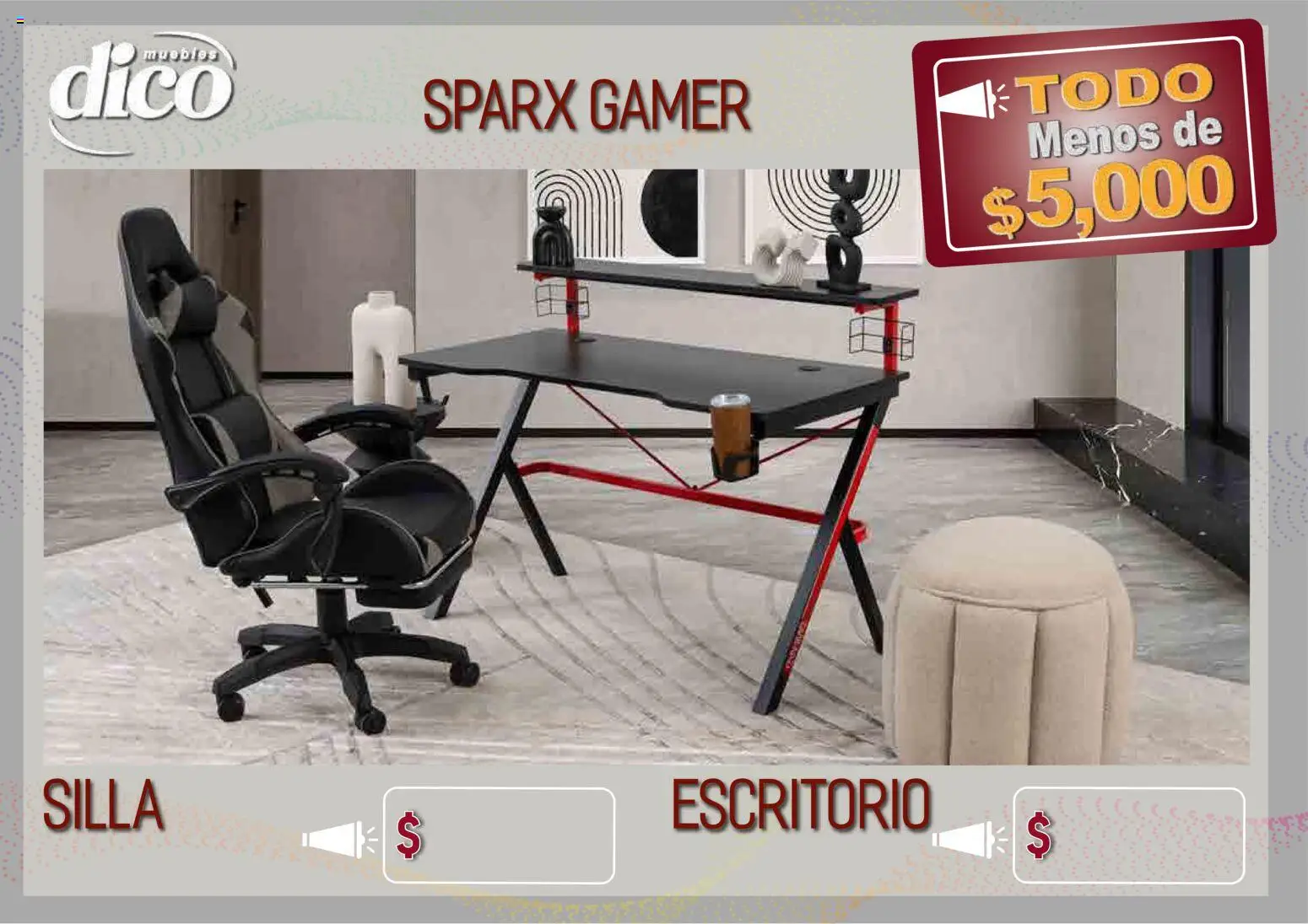 Nuevas ofertas de Muebles Dico válidas en toda la República Mexicana desde el 09.04.2026. ¡Encuentra las mejores ofertas en Muebles Dico catálogo Todo menos de 5000 Pacifico! | Página: 62 | Productos: Silla, Escritorio