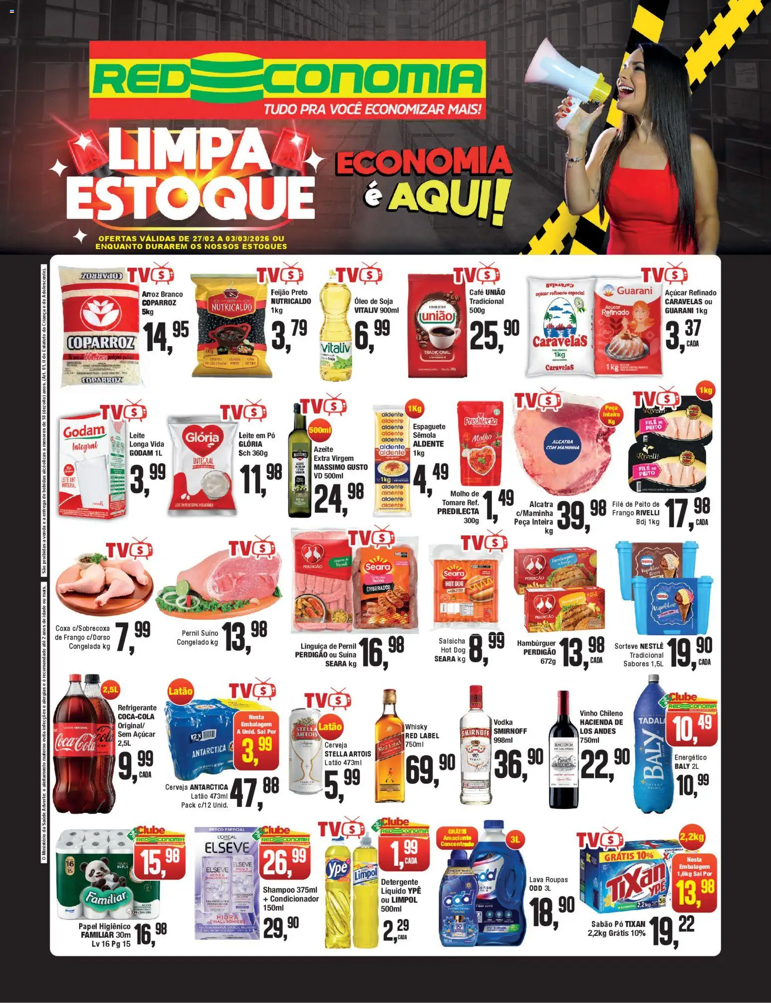 RedEconomia Folheto - válido de 27.02.2026 | Página: 1 | Produtos: Condicionador, Café, Arroz, Hambúrguer