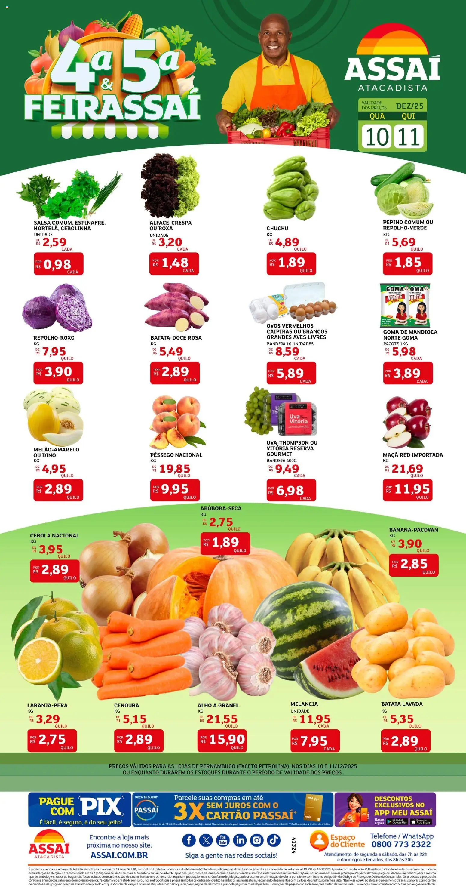 Assaí Atacadista Folheto - válido de 10.12.2025 | Página: 1 | Produtos: Melancia, Chuchu, Alho, Bebida