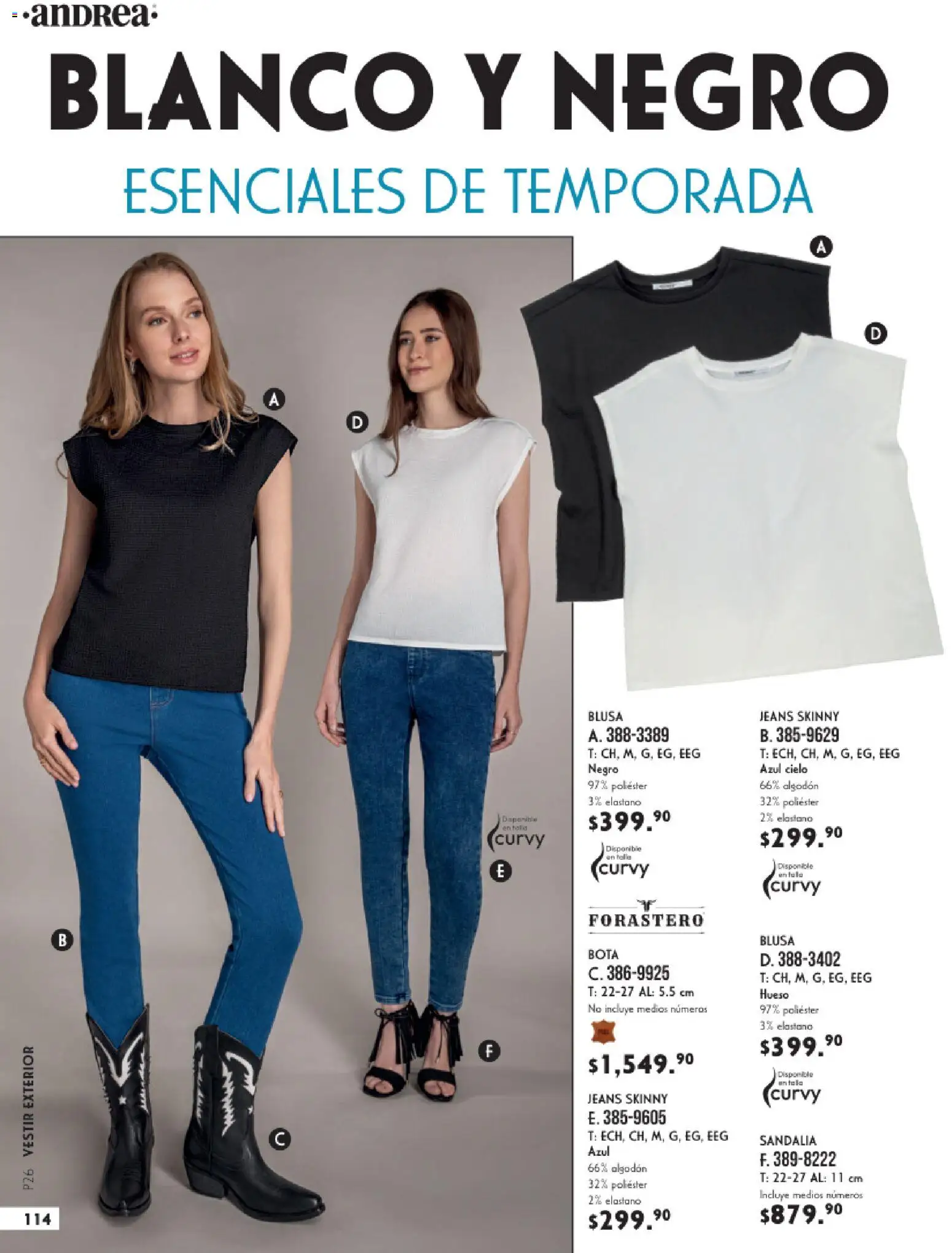 Nuevas ofertas de Andrea válidas en toda la República Mexicana desde el 25.01.2026. ¡Encuentra las mejores ofertas en Andrea catálogo Vestir! | Página: 114 | Productos: Blusa, Algodón