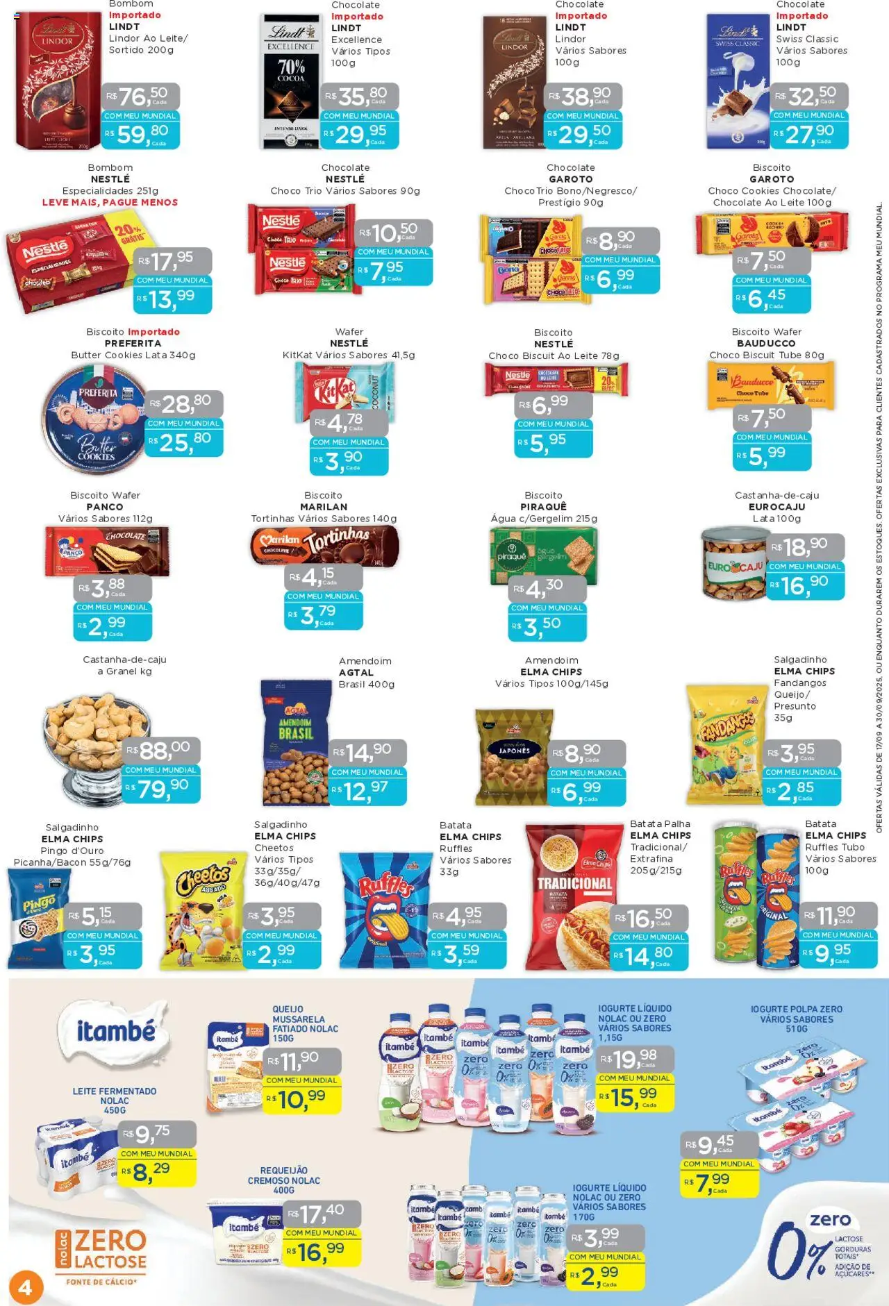 Mundial Folheto - válido de 17.09.2025 | Página: 4 | Produtos: Caju, Amendoim, Leite, Avelã