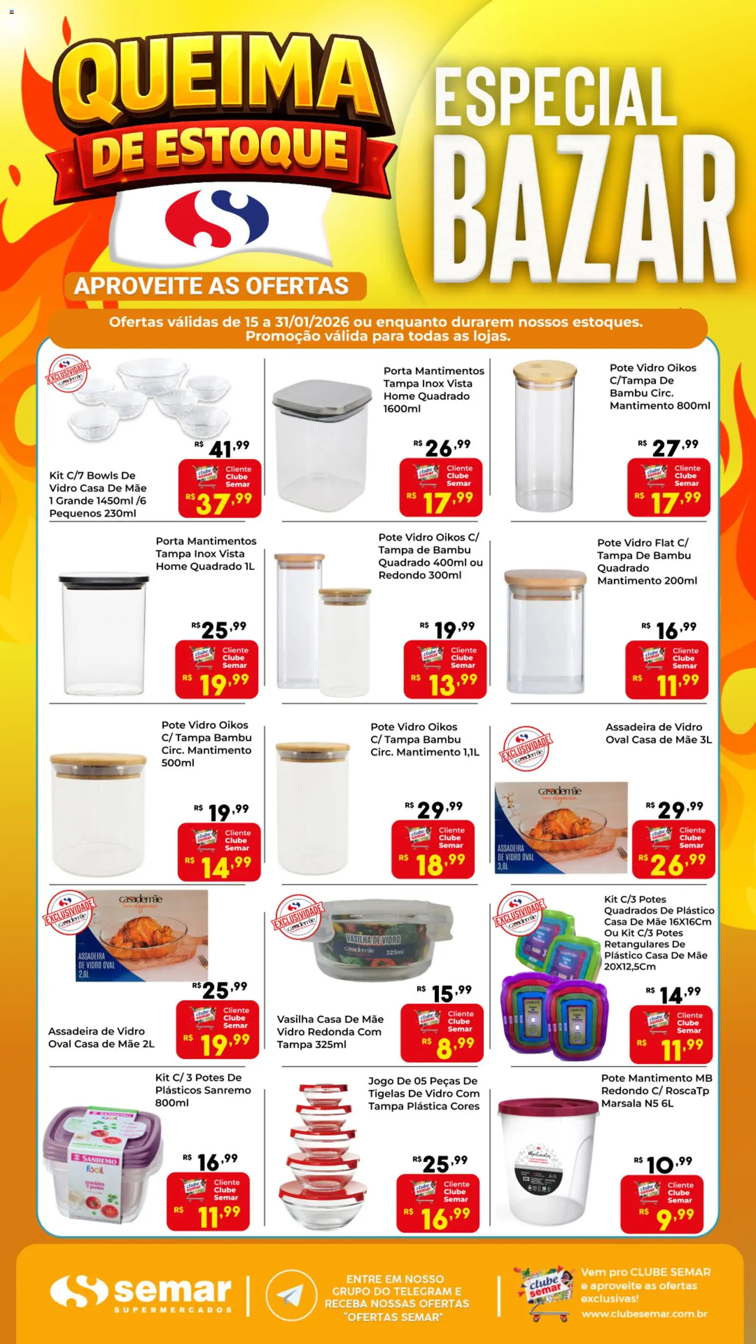 Semar Supermercado Folheto - válido de 15.01.2026 | Página: 1 | Produtos: Porta, Potes, Assadeira