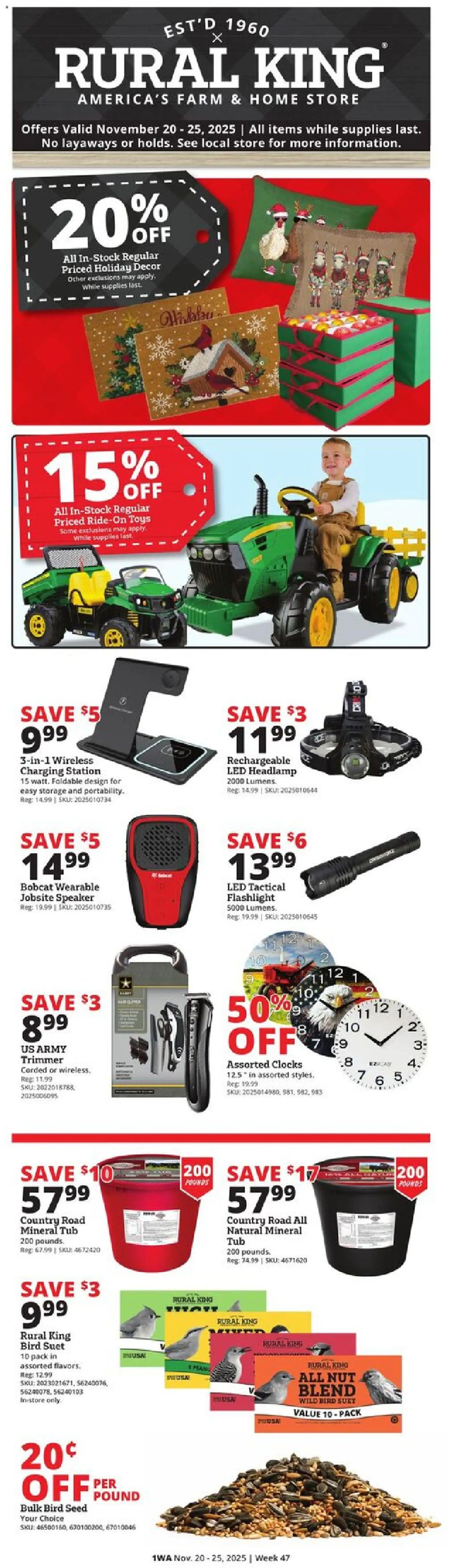 Rural King Black Friday - valid from 20.11.2025 | Page: 1 | Products: Trimmer, Speaker