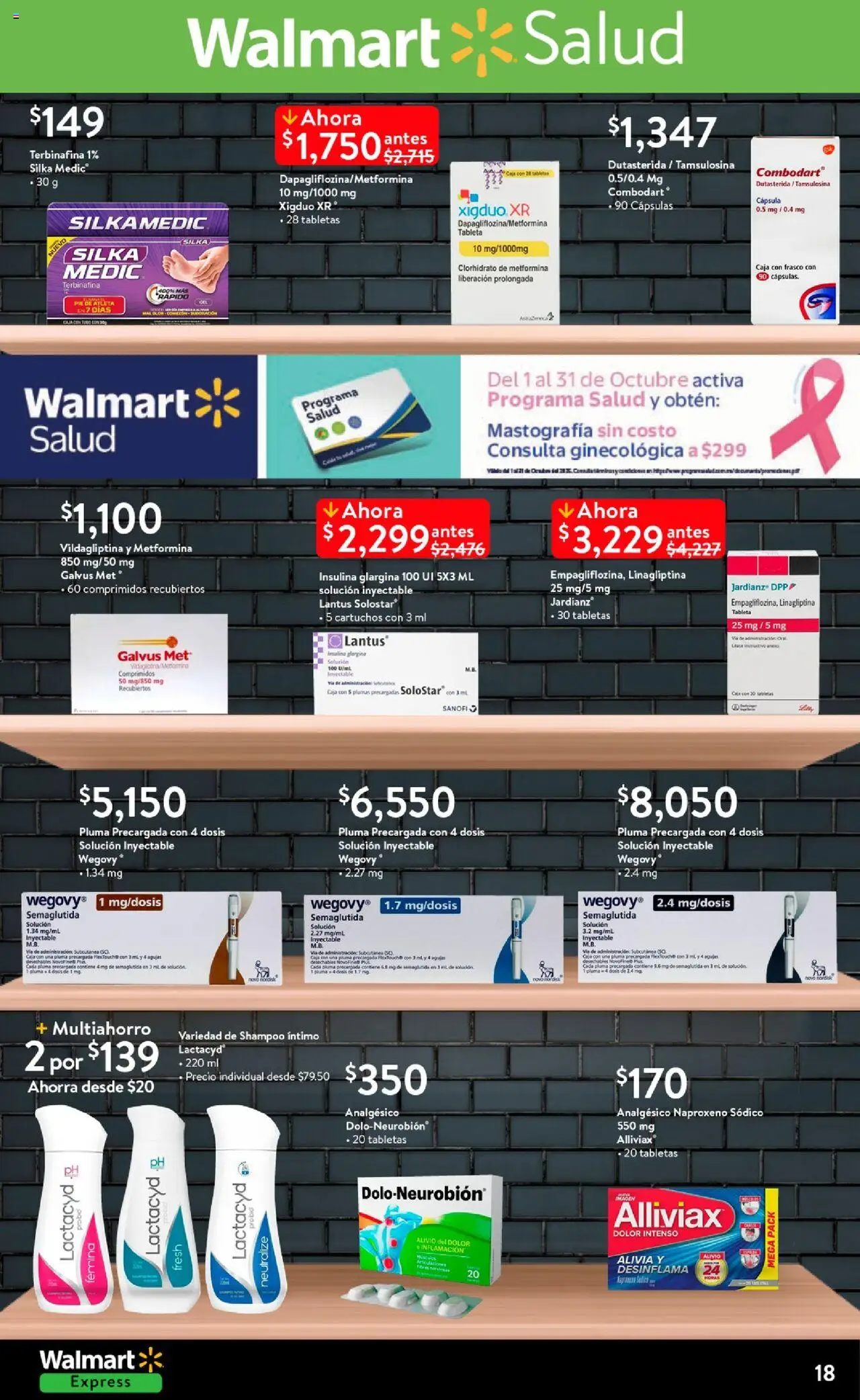 Nuevas ofertas de Walmart Express válidas en toda la República Mexicana desde el 14.10.2025. ¡Encuentra las mejores ofertas en Walmart Express - Folleto! | Página: 18 | Productos: Frasco, Analgésico, Caja, Tableta