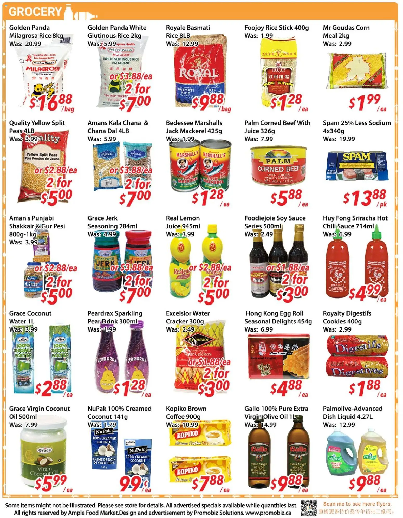 Ample Food Market flyer valid from 13.03.2026 | Page: 3 | Products: Rice, Cookies, Oil, Juice