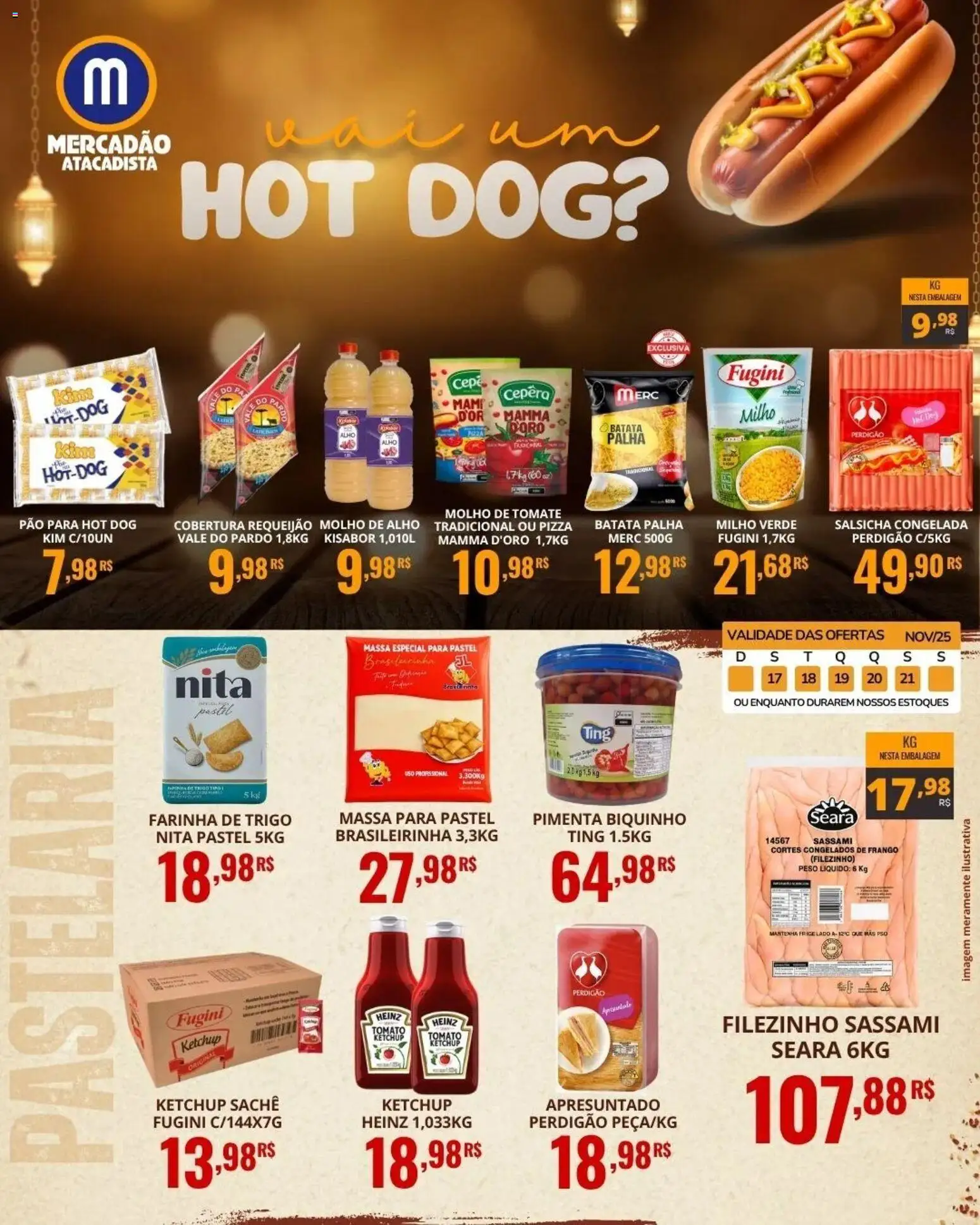 Mercadão Atacadista Folheto - válido de 17.11.2025 | Página: 2 | Produtos: Pão, Pizza, Batata palha, Frango