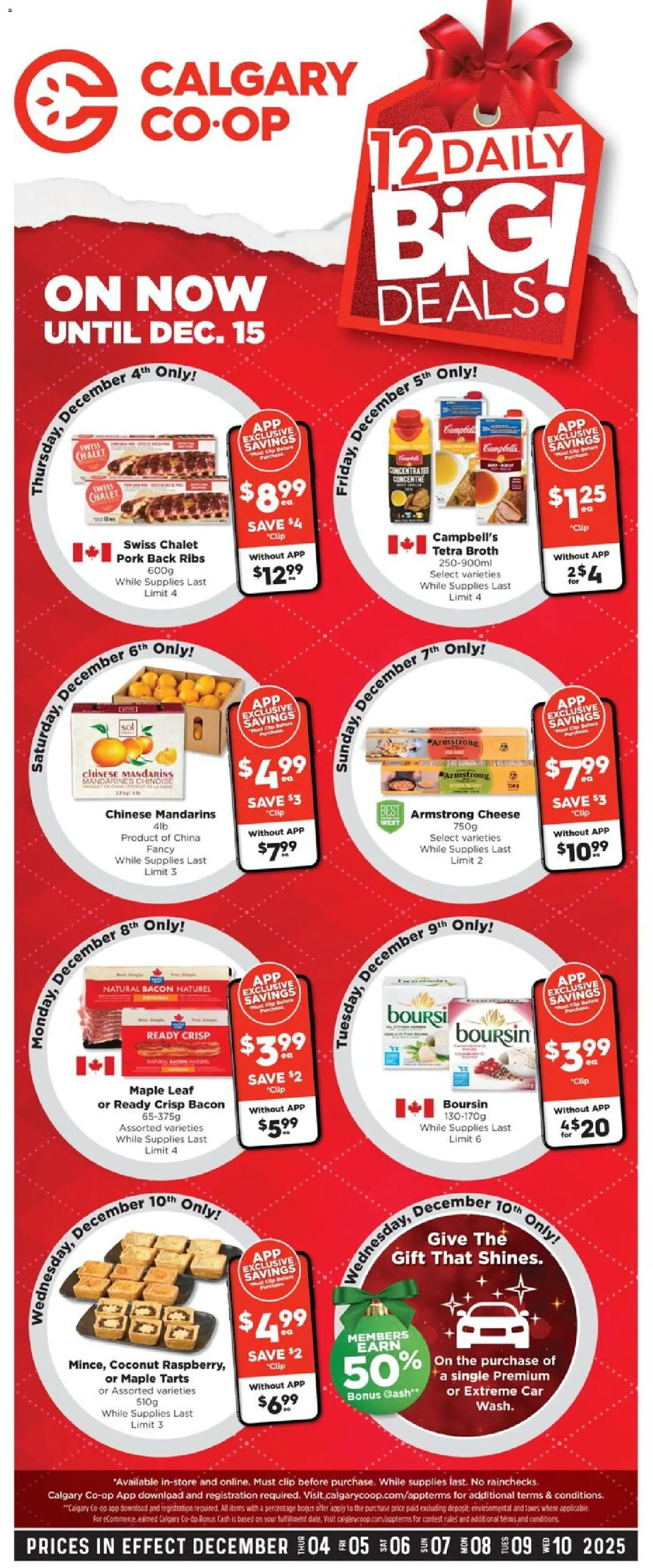 Calgary Co-op flyer valid from 04.12.2025 | Page: 1 | Products: Cheese, Pork