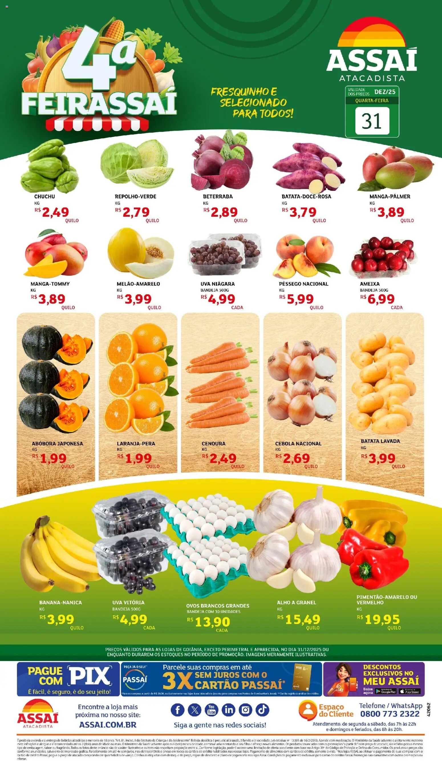 Assaí Atacadista Folheto - válido de 31.12.2025 | Página: 1 | Produtos: Ovos, Cenoura, Batata, Ameixa