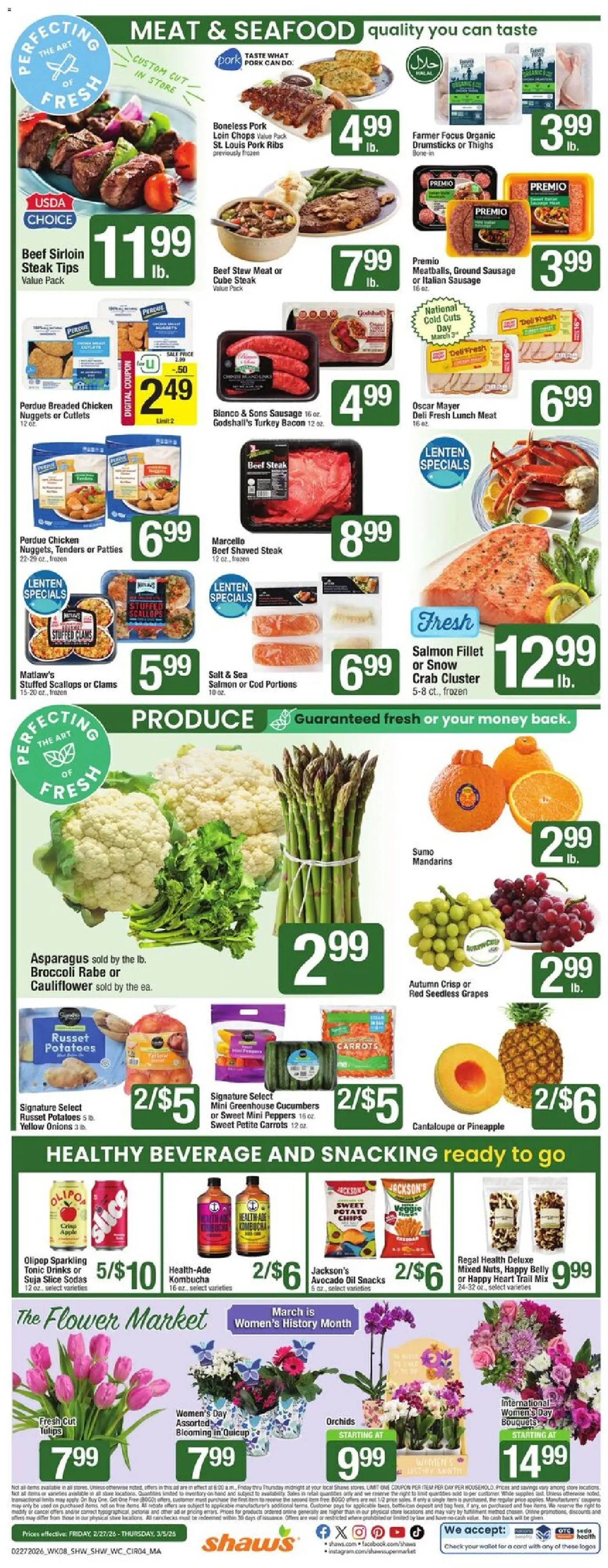 Shaw's Weekly Ad - MA - valid from 27.02.2026 | Page: 4 | Products: Pineapple, Salt, Grapes, Cauliflower