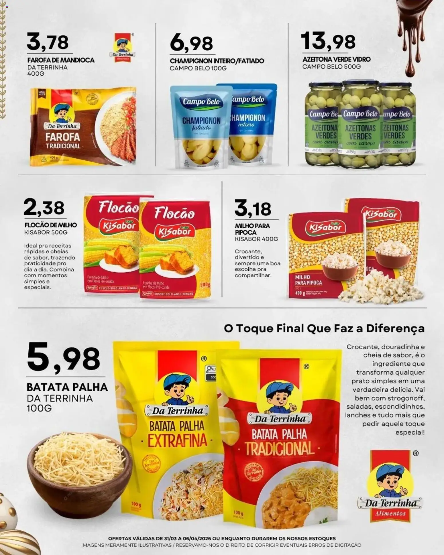 Mercadão Atacadista Folheto - válido de 31.03.2026 | Página: 5 | Produtos: Azeitonas, Batata, Farofa, Pipoca