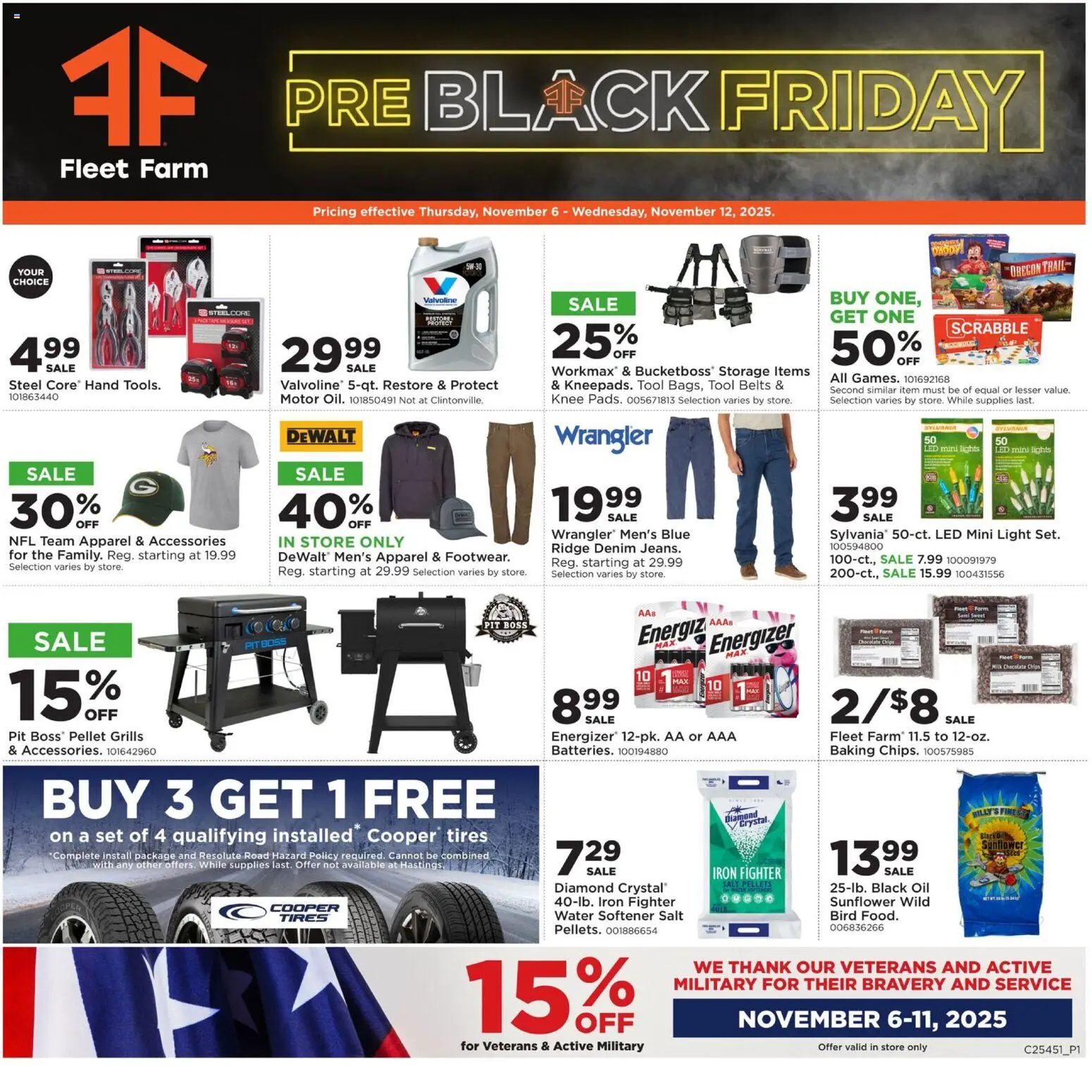 Mills Fleet Farm Black Friday - valid from 06.11.2025 | Page: 1 | Products: Milk, Ridge, Oil, Iron