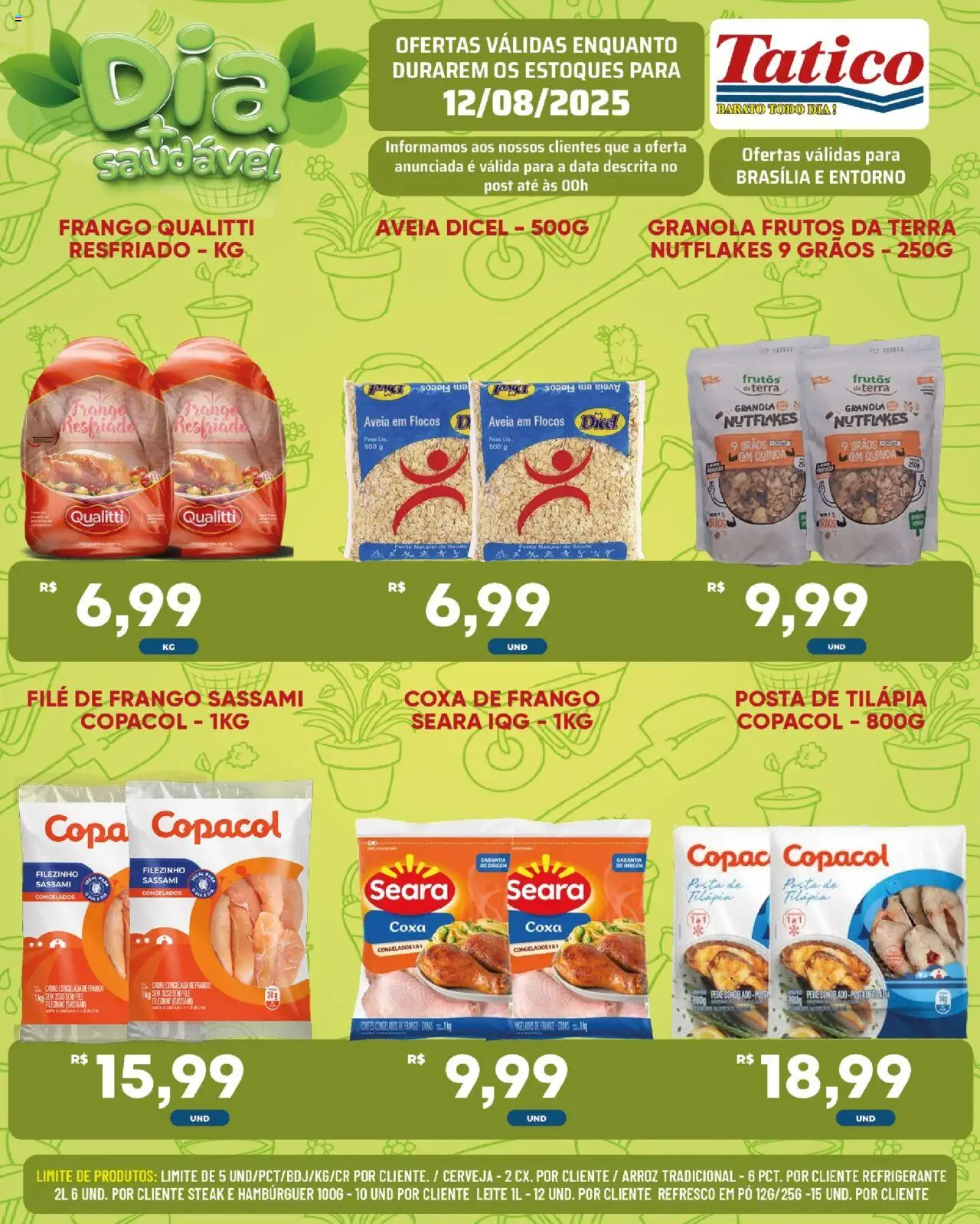 Tatico Folheto - válido de 12.08.2025 | Página: 7 | Produtos: Tilápia, Cerveja, Carne, Aveia