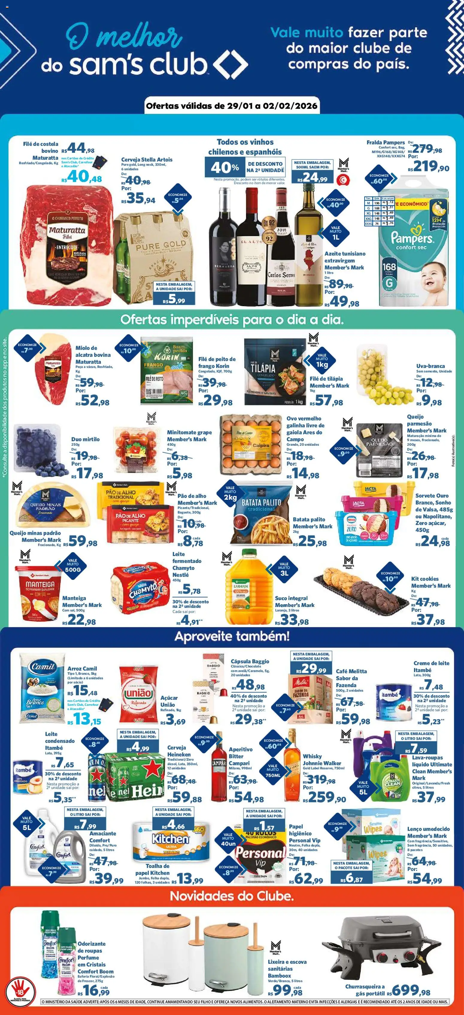 Sam's Club Folheto - válido de 29.01.2026 | Página: 1 | Produtos: Leite, Heineken, Creme, Sal