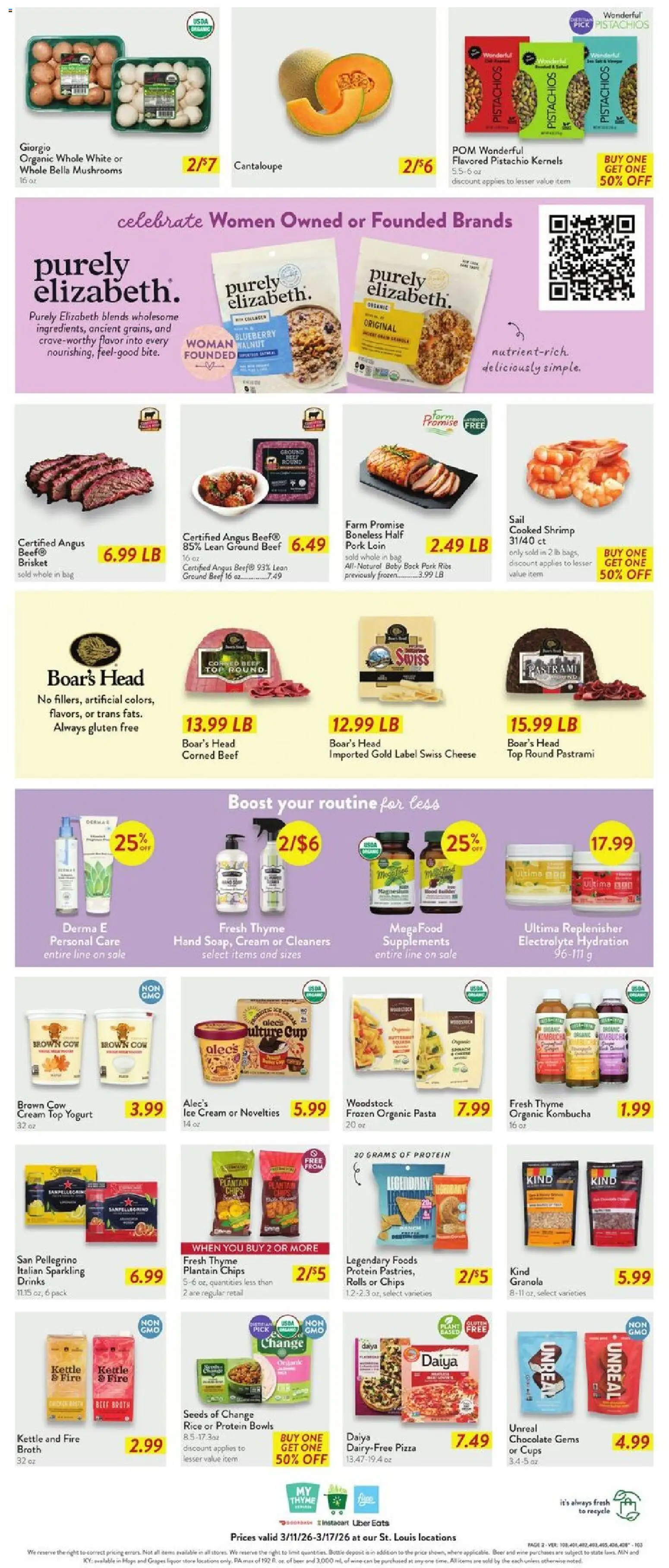 Fresh Thyme Weekly Ad - MO - valid from 11.03.2026 | Page: 4 | Products: Pasta, Cream, Ice cream, Grapes