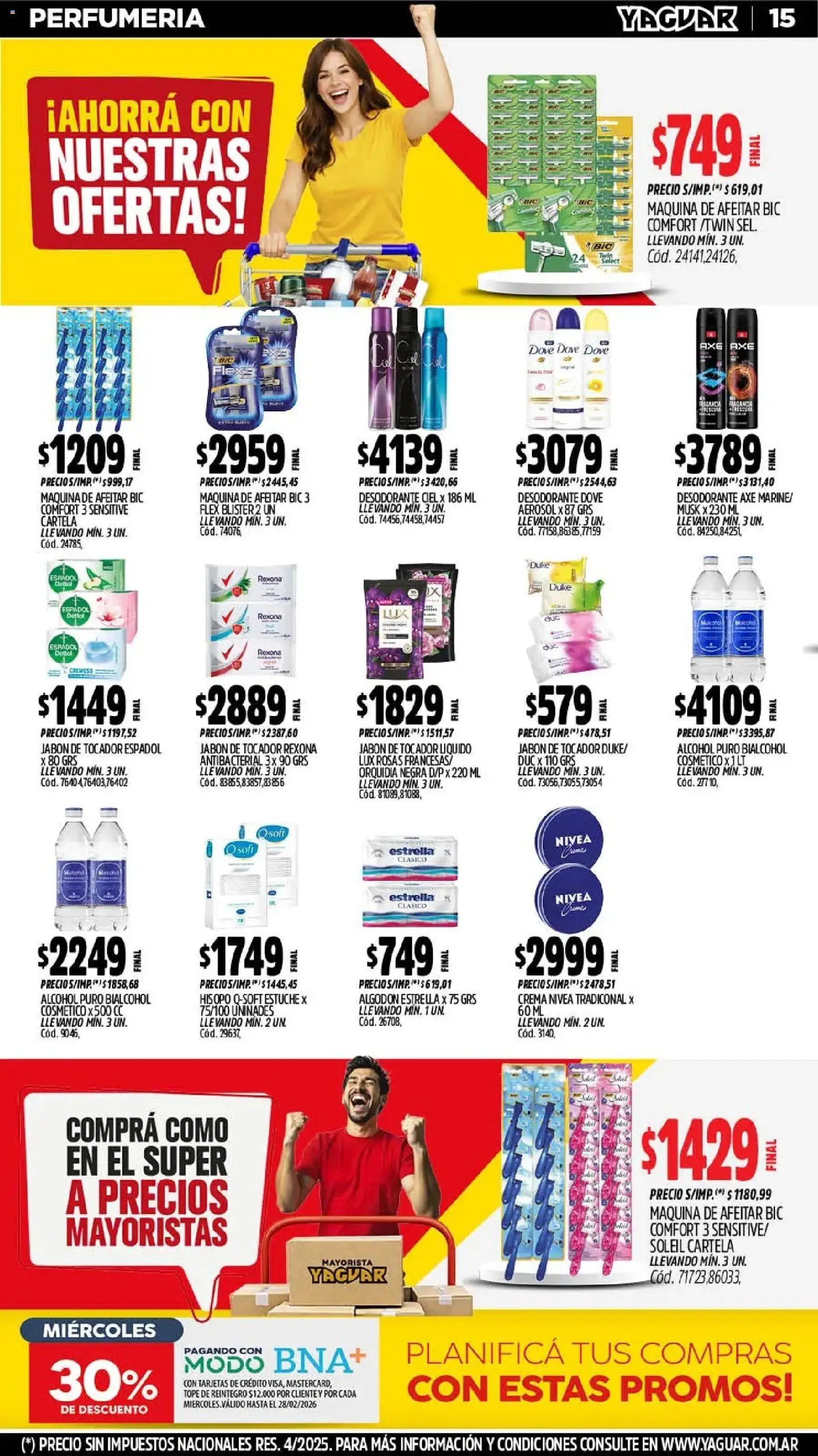 Yaguar - Oferta Semanal General Roca │ válido desde el 23.02.2026 | Página: 15 | Productos: Algodón, Maquina de afeitar, Jabón, Crema