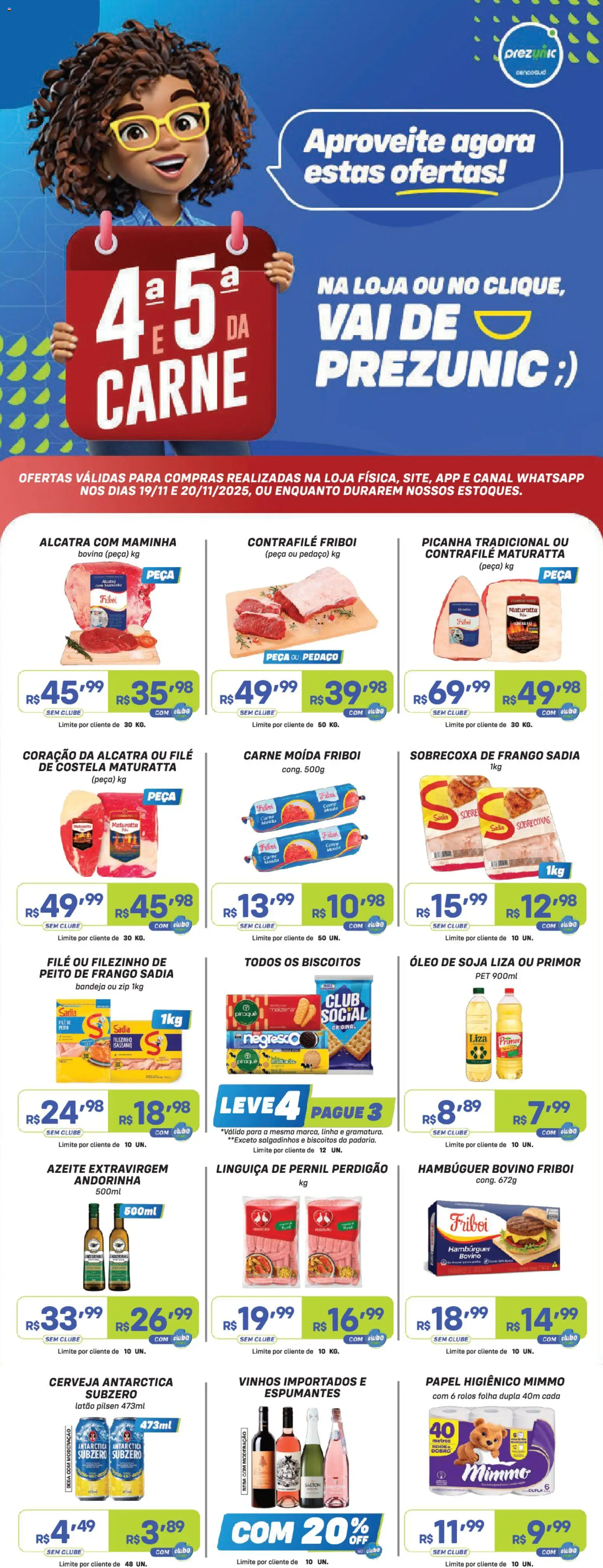 Prezunic Folheto - válido de 19.11.2025 | Página: 1 | Produtos: Alcatra, Maminha, Carne, Salgadinhos