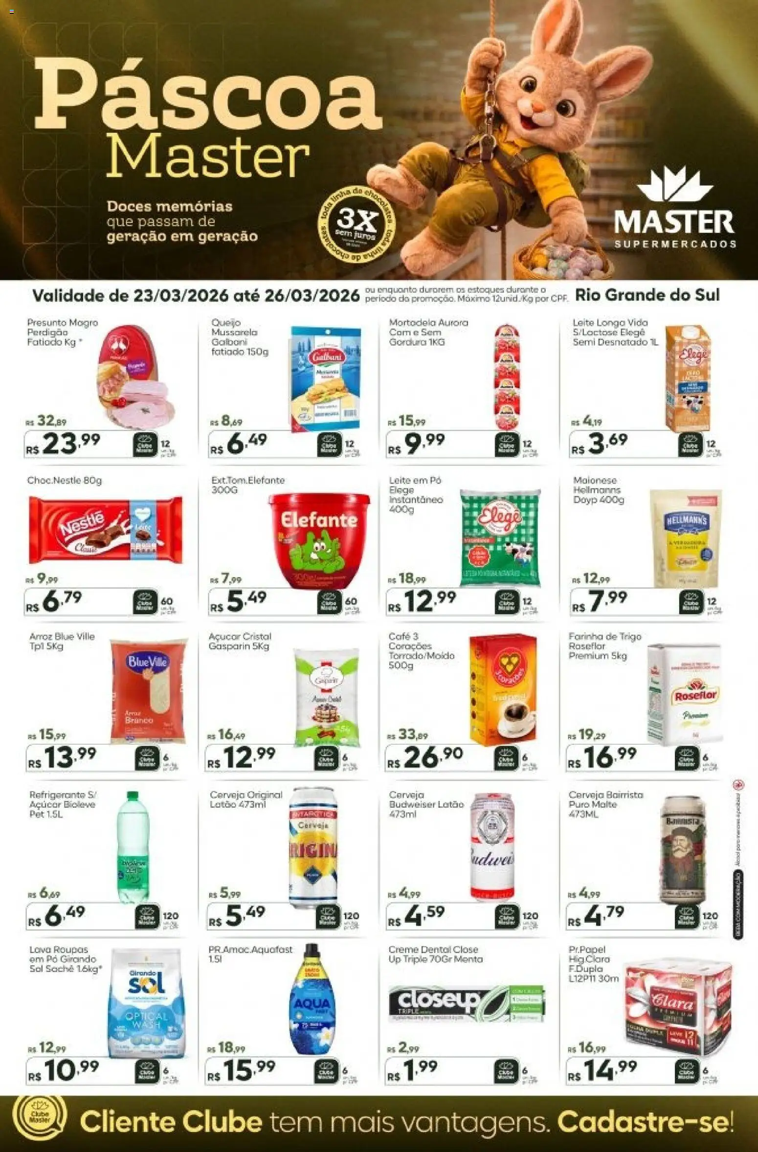 Master Folheto - válido de 23.03.2026 | Página: 1 | Produtos: Doces, Refrigerante, Mussarela, Leite em pó