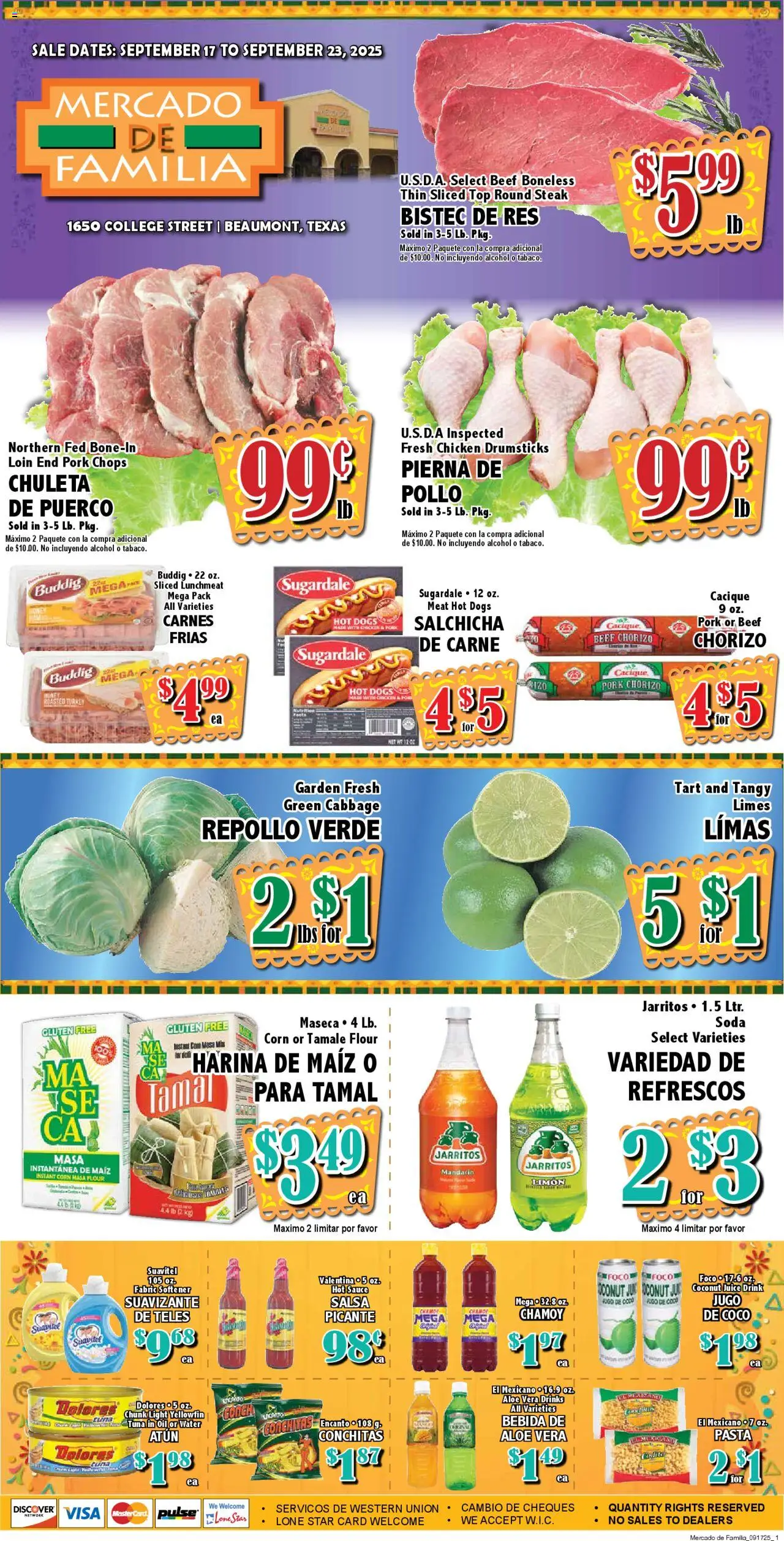 Market Basket Mercado - valid from 17.09.2025 | Page: 1 | Products: Juice, Aloe Vera, Sauce, Hot Dogs