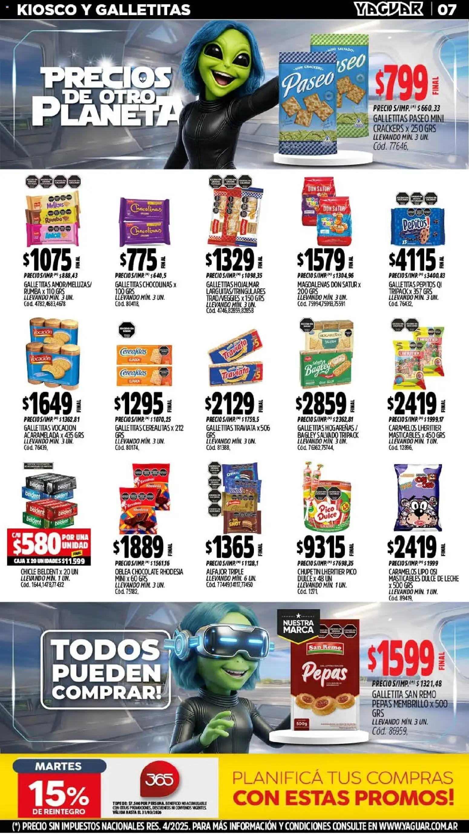 Yaguar - Oferta Semanal Neuquen │ válido desde el 09.03.2026 | Página: 7 | Productos: Dulce de leche, Chocolate, Chicle, Alfajor