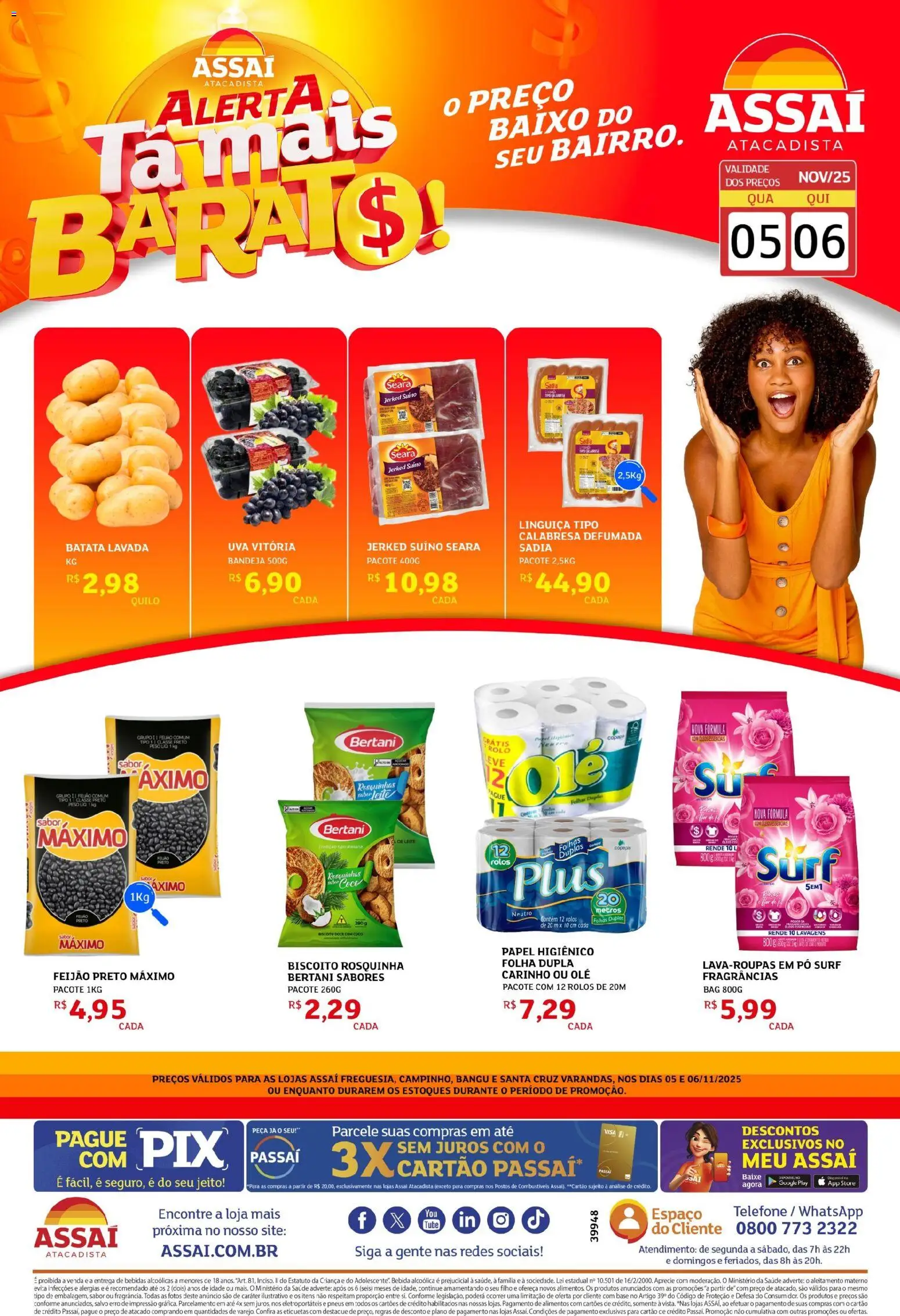 Assaí Atacadista Folheto - válido de 05.11.2025 | Página: 1 | Produtos: Coco, Rolo, Linguiça, Batata