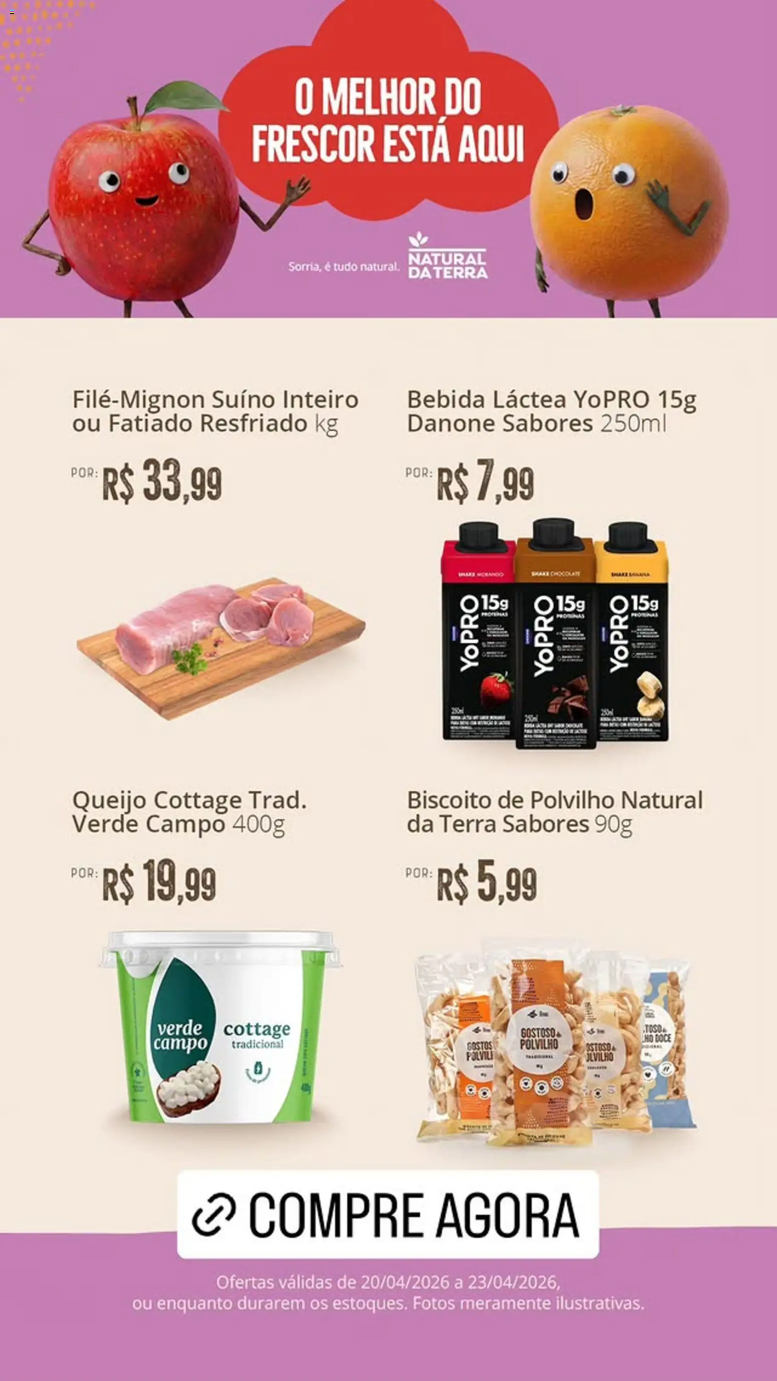 Natural da Terra Folheto - válido de 20.04.2026 | Página: 2 | Produtos: Biscoito, Queijo, Chocolate, Cottage