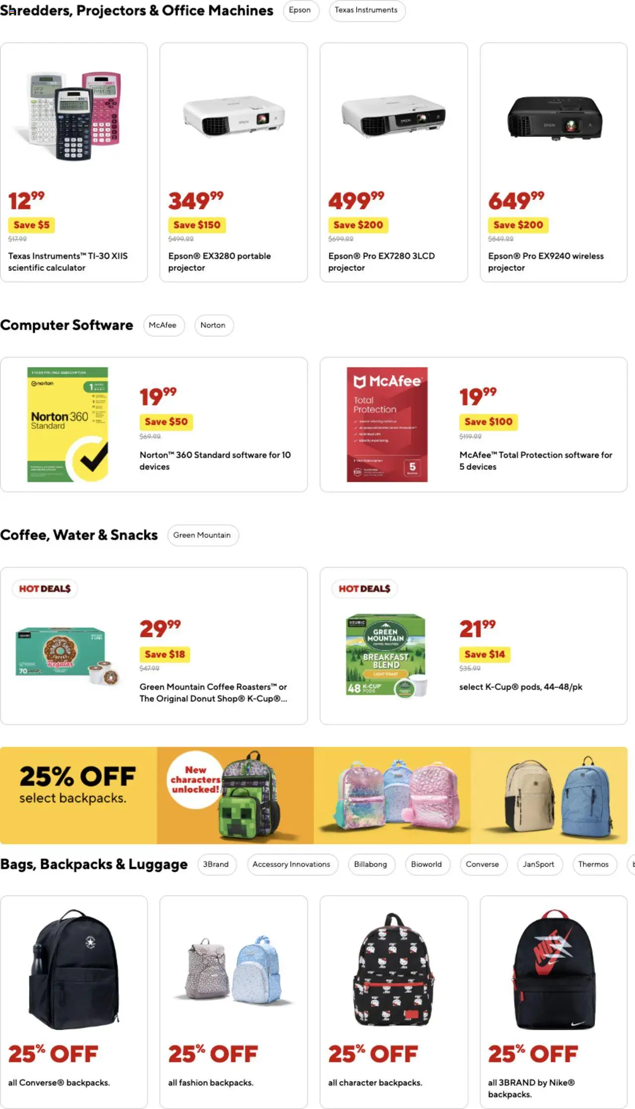 Staples Weekly Ad - valid from 17.08.2025 | Page: 12 | Products: Coffee, Water, Projector, Calculator