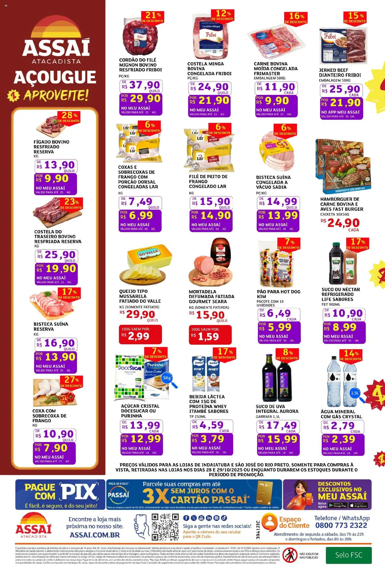 Assaí Atacadista Folheto - válido de 28.10.2025 | Página: 2 | Produtos: Açúcar, Telefone, Frango, Mussarela