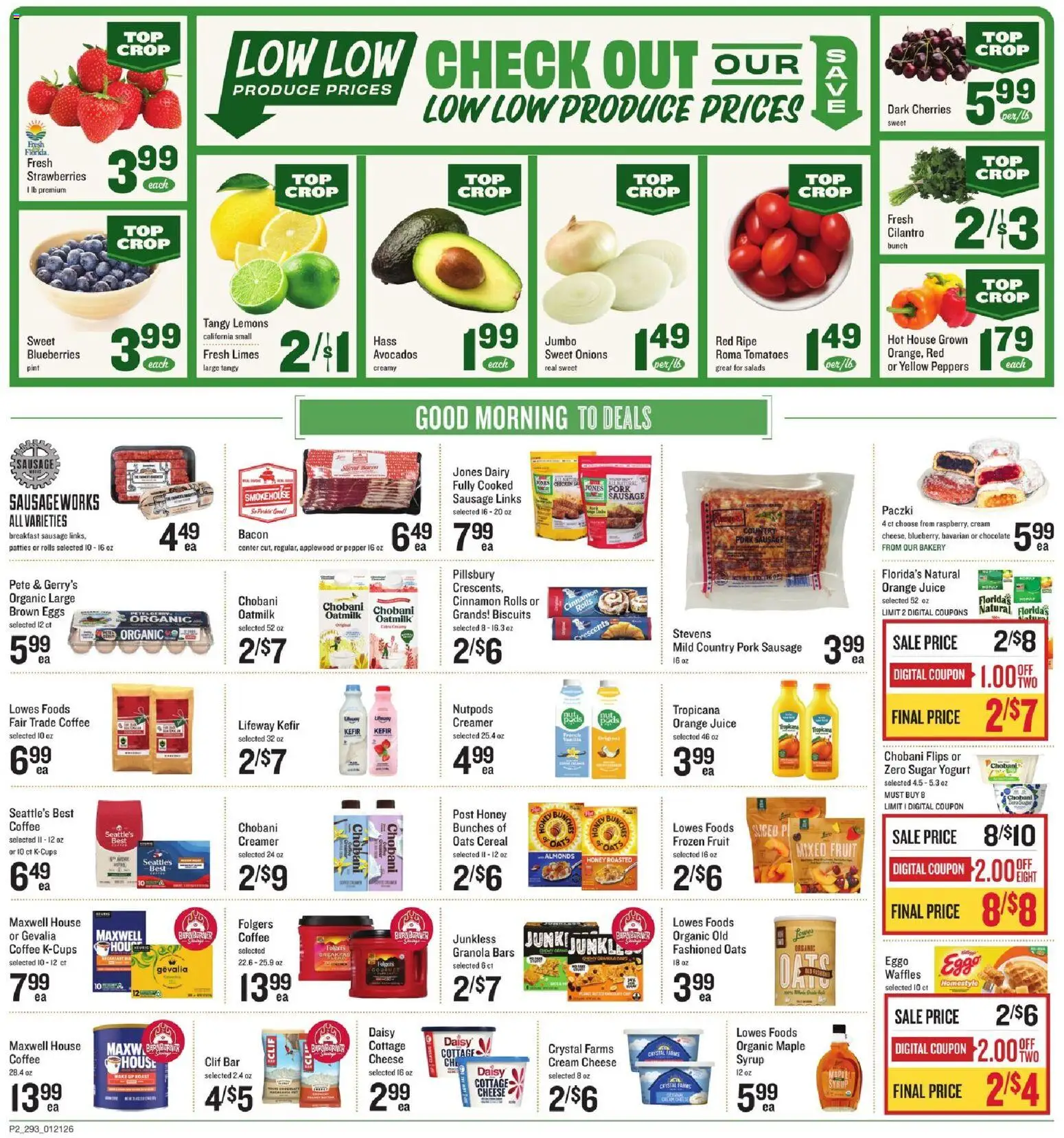 Lowes Foods Weekly Ad - SC - valid from 21.01.2026 | Page: 2 | Products: Peppers, Juice, Strawberries, Cream