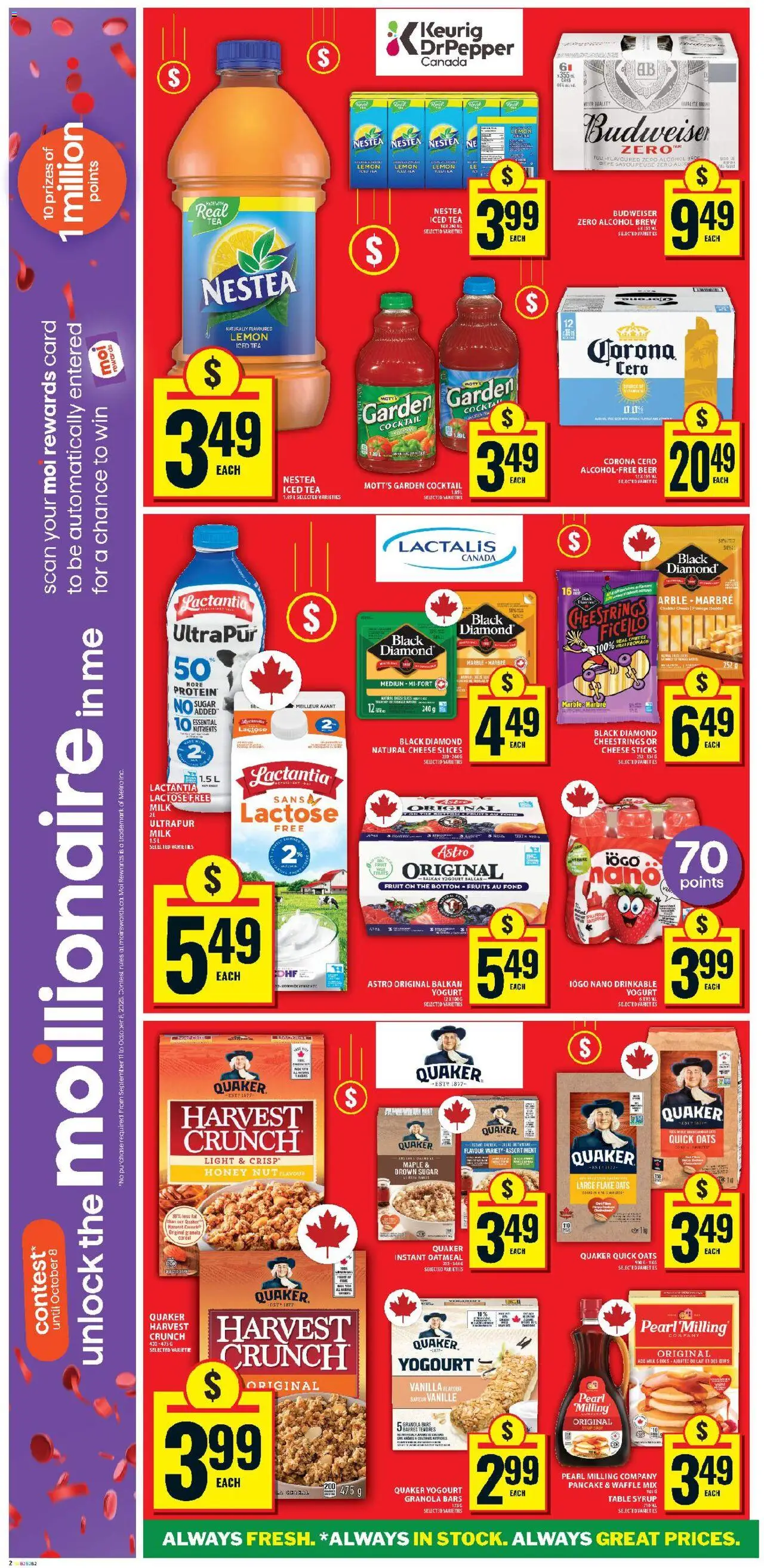 Food Basics flyer valid from 18.09.2025 | Page: 5 | Products: Tea, Milk, Cheese, Beer
