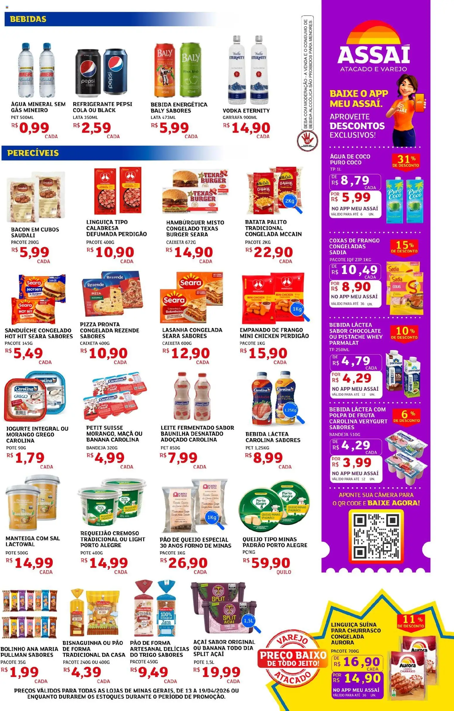 Assaí Atacadista Folheto - válido de 13.04.2026 | Página: 3 | Produtos: Forno, Água de coco, Queijo, Hambúrguer