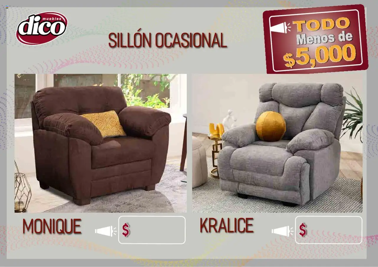 Nuevas ofertas de Muebles Dico válidas en toda la República Mexicana desde el 12.02.2025. ¡Encuentra las mejores ofertas en Muebles Dico catálogo Todo Menos! | Página: 28 | Productos: Sillón
