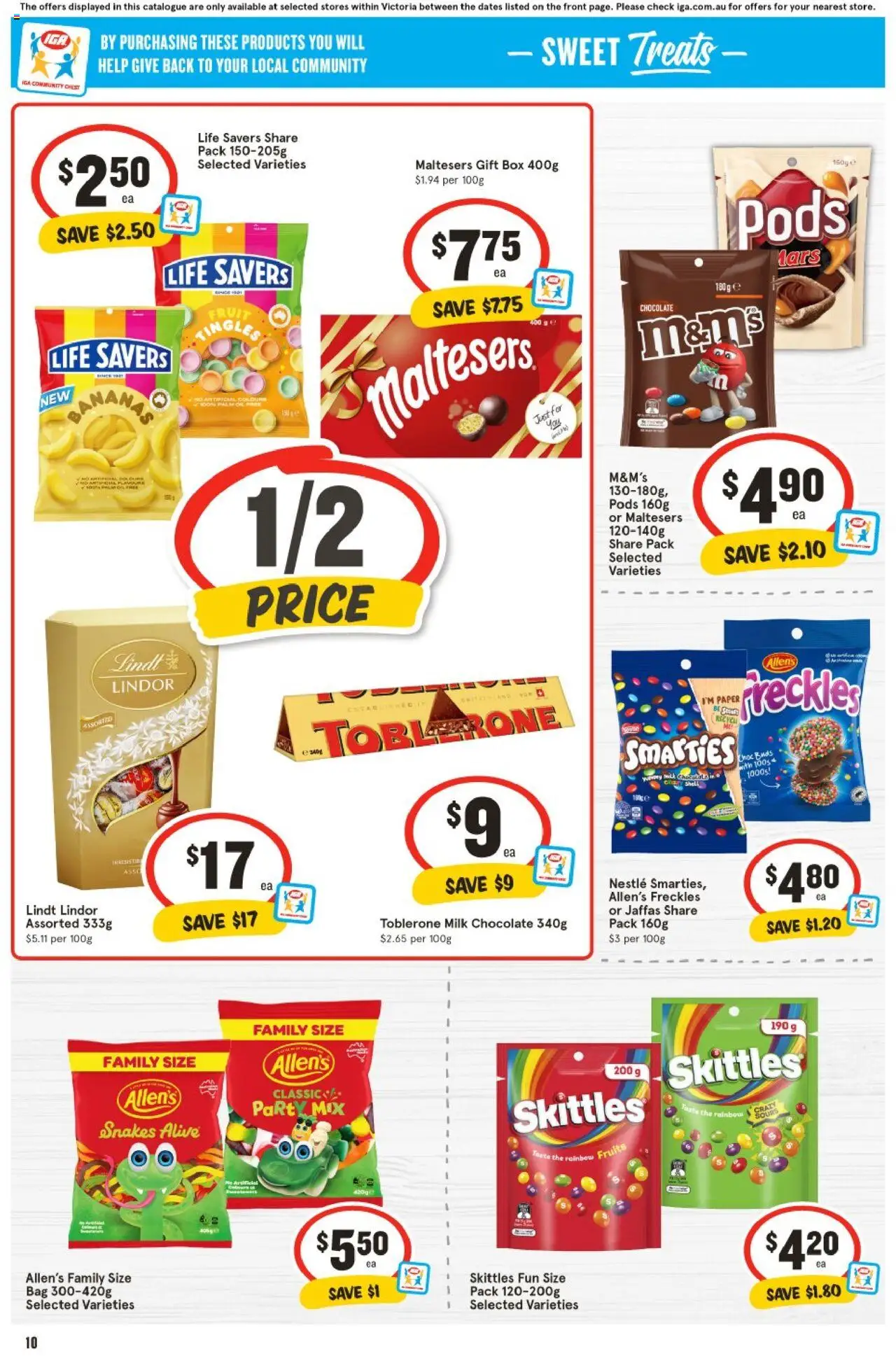 IGA catalogue - valid from 13.08.2025 | Page: 10 | Products: Bacon, Crumpets, Donuts, Chocolate