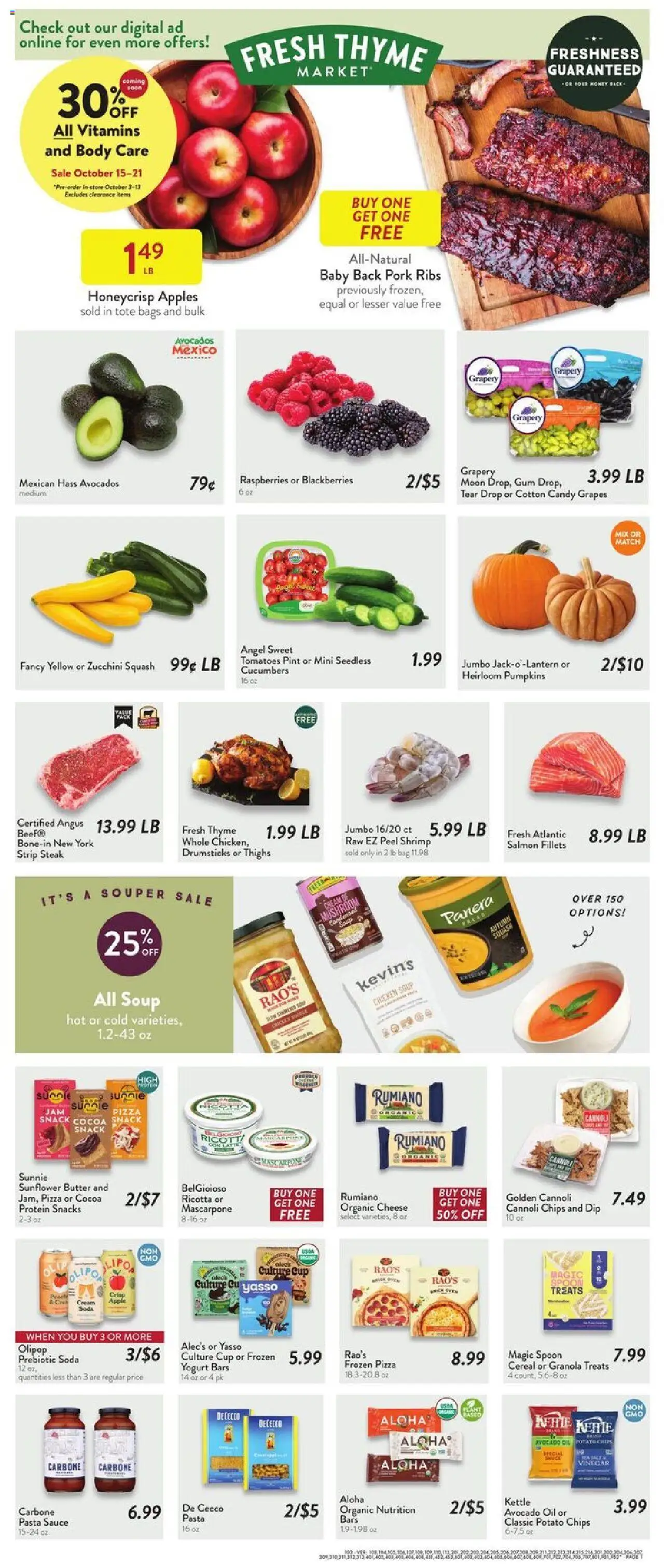 Fresh Thyme Weekly Ad - KY - valid from 08.10.2025 | Page: 3 | Products: Cheese, Pizza, Watch, Kettle