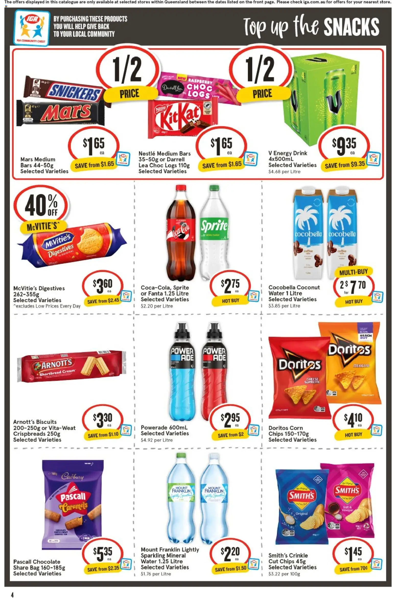 IGA catalogue - valid from 11.03.2026 | Page: 4 | Products: Coffee, Chips, Salt, Bag