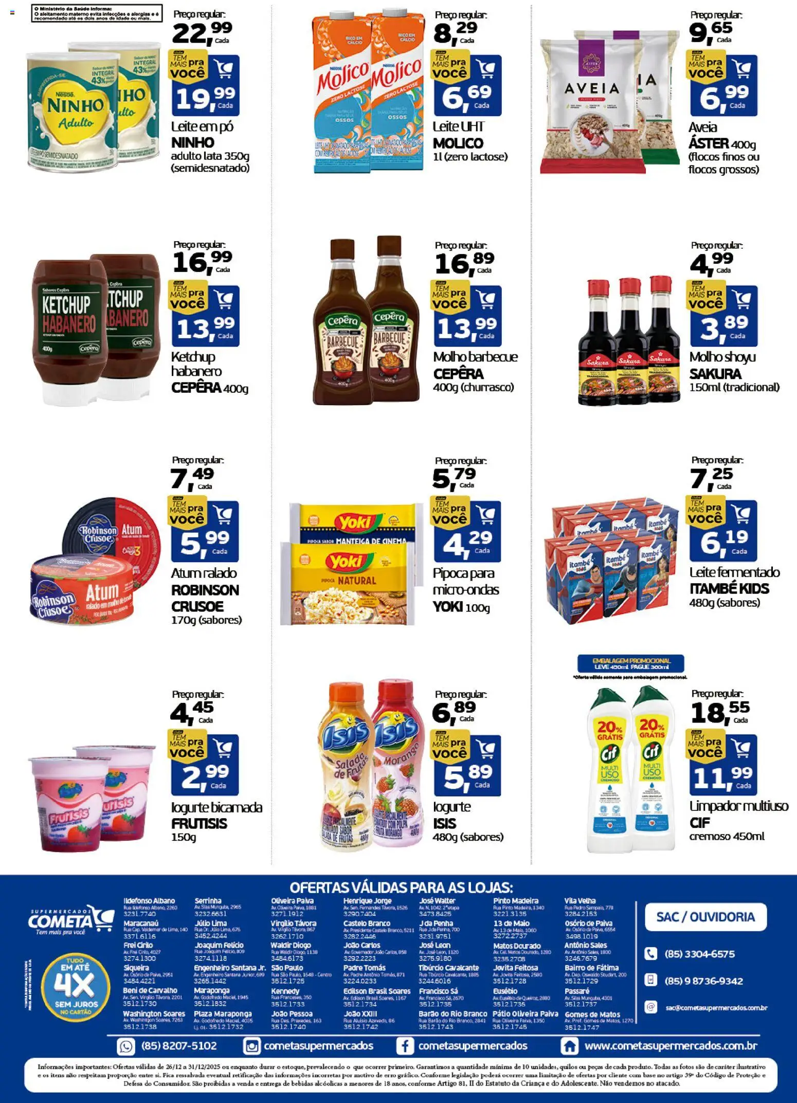Cometa Supermercados Folheto - válido de 26.12.2025 | Página: 2 | Produtos: Limpador multiuso, Manteiga, Cálcio, Flocos