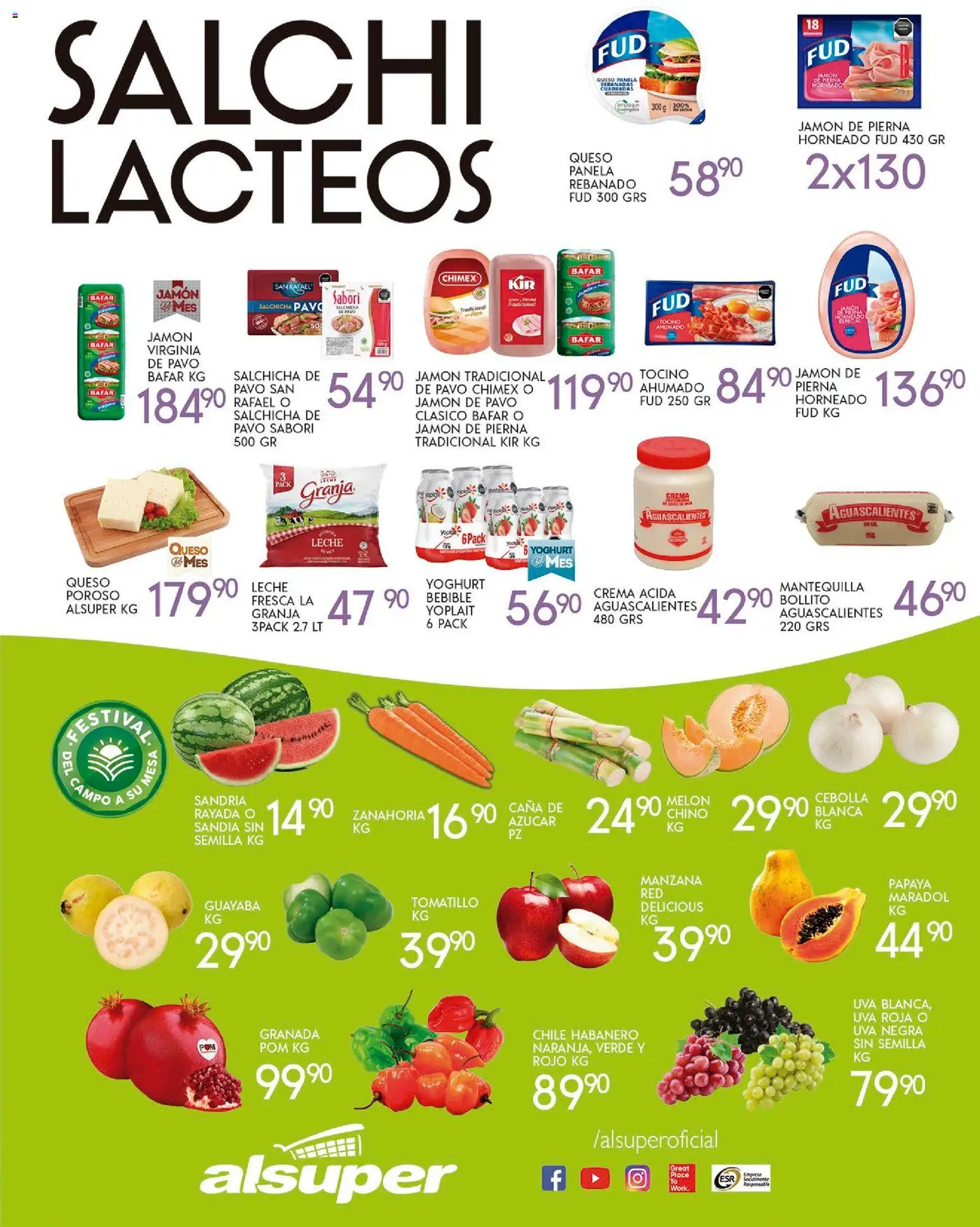 Nuevas ofertas de Alsuper válidas en toda la República Mexicana desde el 28.10.2025. ¡Encuentra las mejores ofertas en Alsuper folleto Zacatecas! | Página: 3 | Productos: Melón, Manzana, Queso, Uva