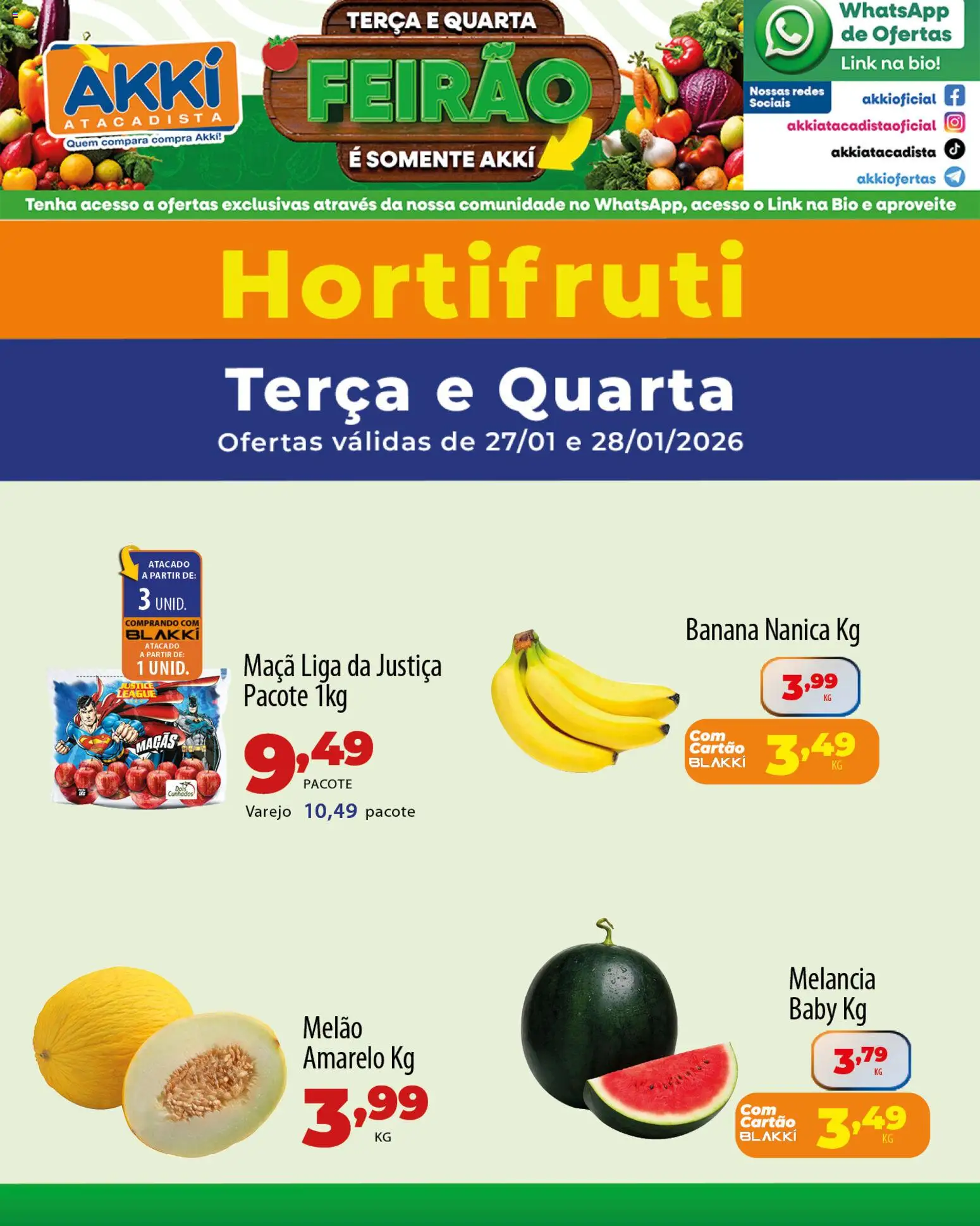 Akki Atacadista Folheto - válido de 27.01.2026 | Página: 3 | Produtos: Melancia, Melão