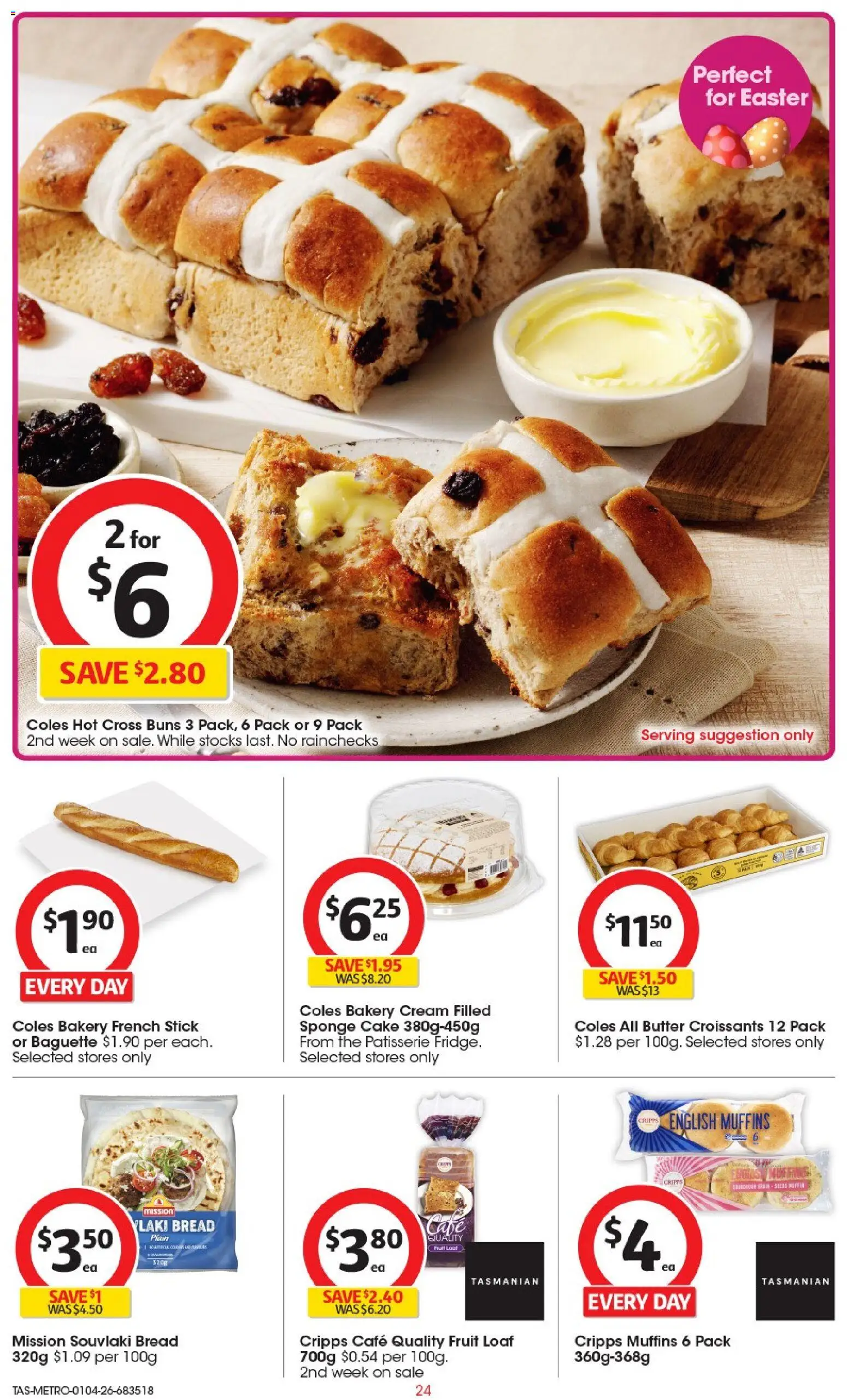 Coles catalogue - valid from 01.04.2026 | Page: 24 | Products: Butter, Muffins, Cream, Bakery