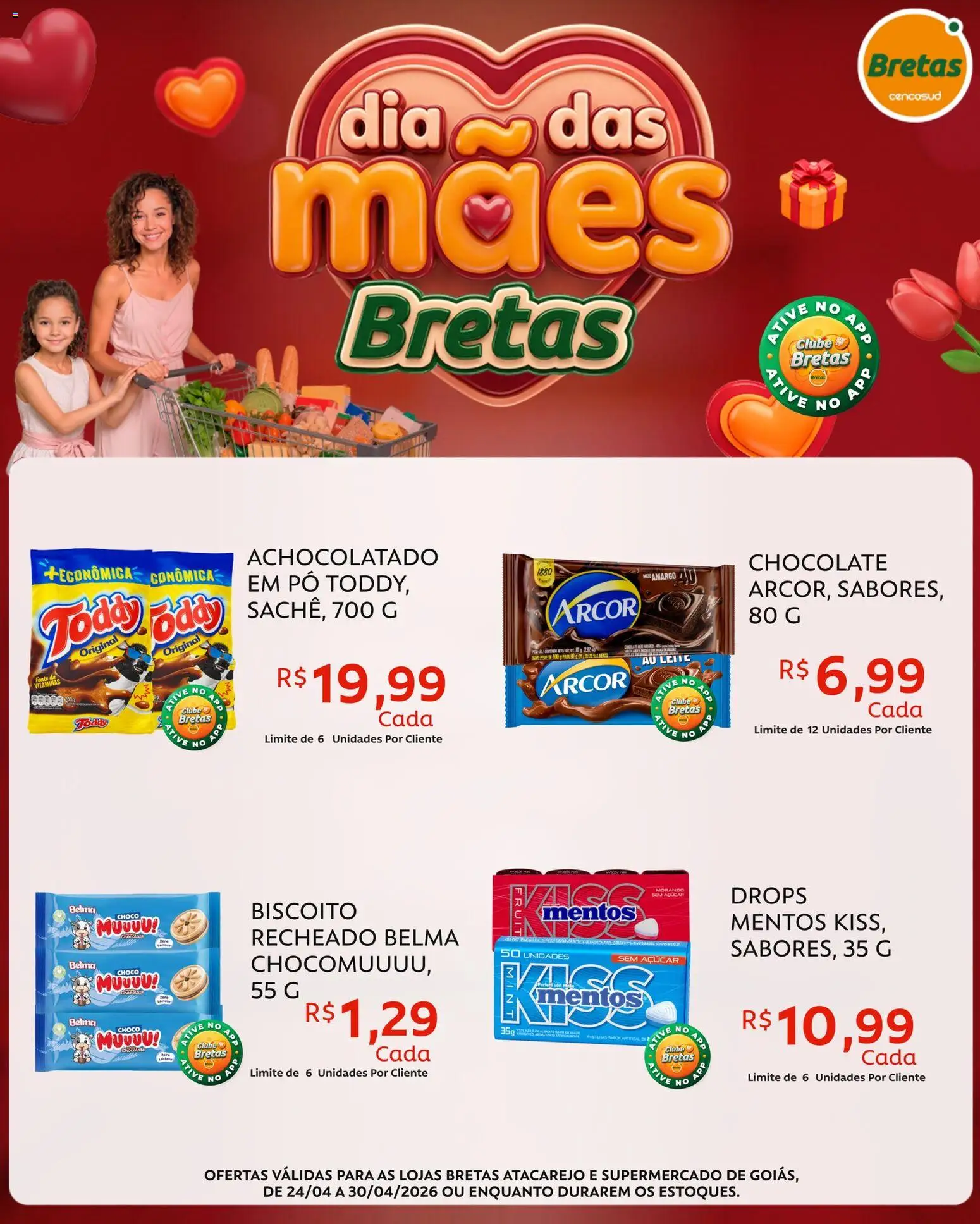 Bretas Folheto - válido de 24.04.2026 | Página: 5 | Produtos: Biscoito, Achocolatado, Chocolate, Açúcar