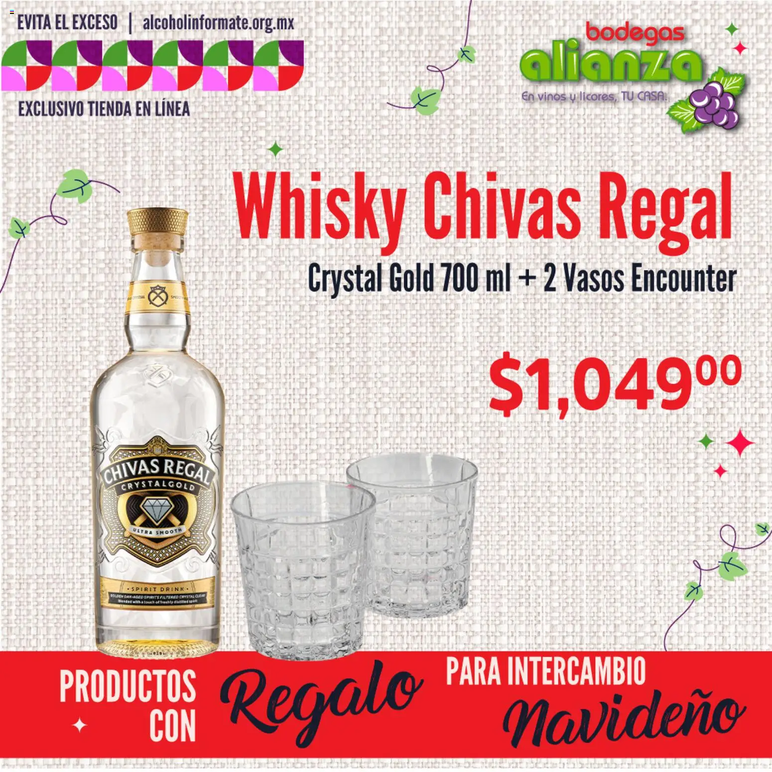 Nuevas ofertas de Bodegas Alianza válidas en toda la República Mexicana desde el 23.12.2025. ¡Encuentra las mejores ofertas en Bodegas Alianza catálogo Productos con Regalo! | Página: 3 | Productos: Vasos, Whisky