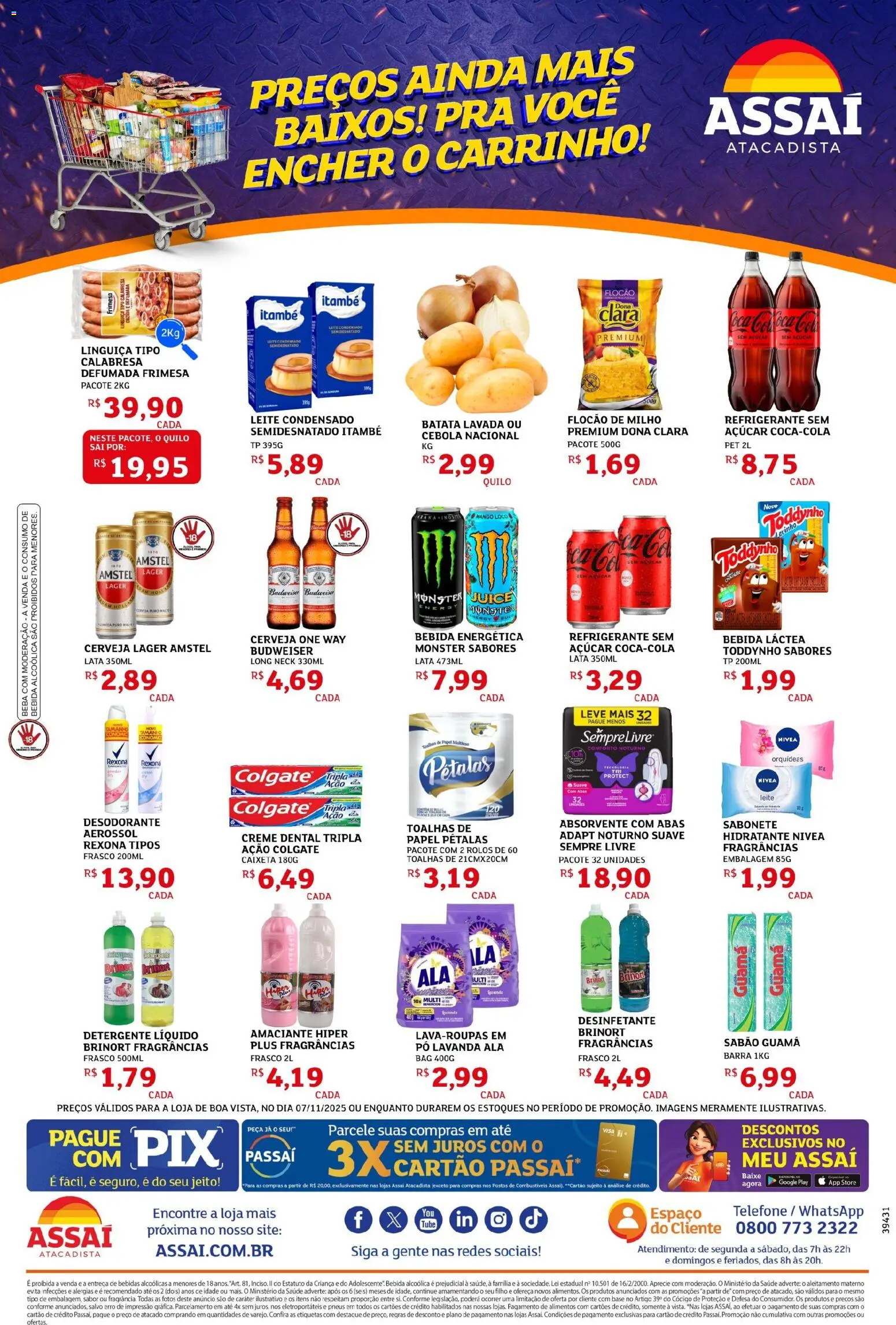 Assaí Atacadista Folheto - válido de 07.11.2025 | Página: 2 | Produtos: Cerveja, Creme, Sempre Livre, Leite condensado