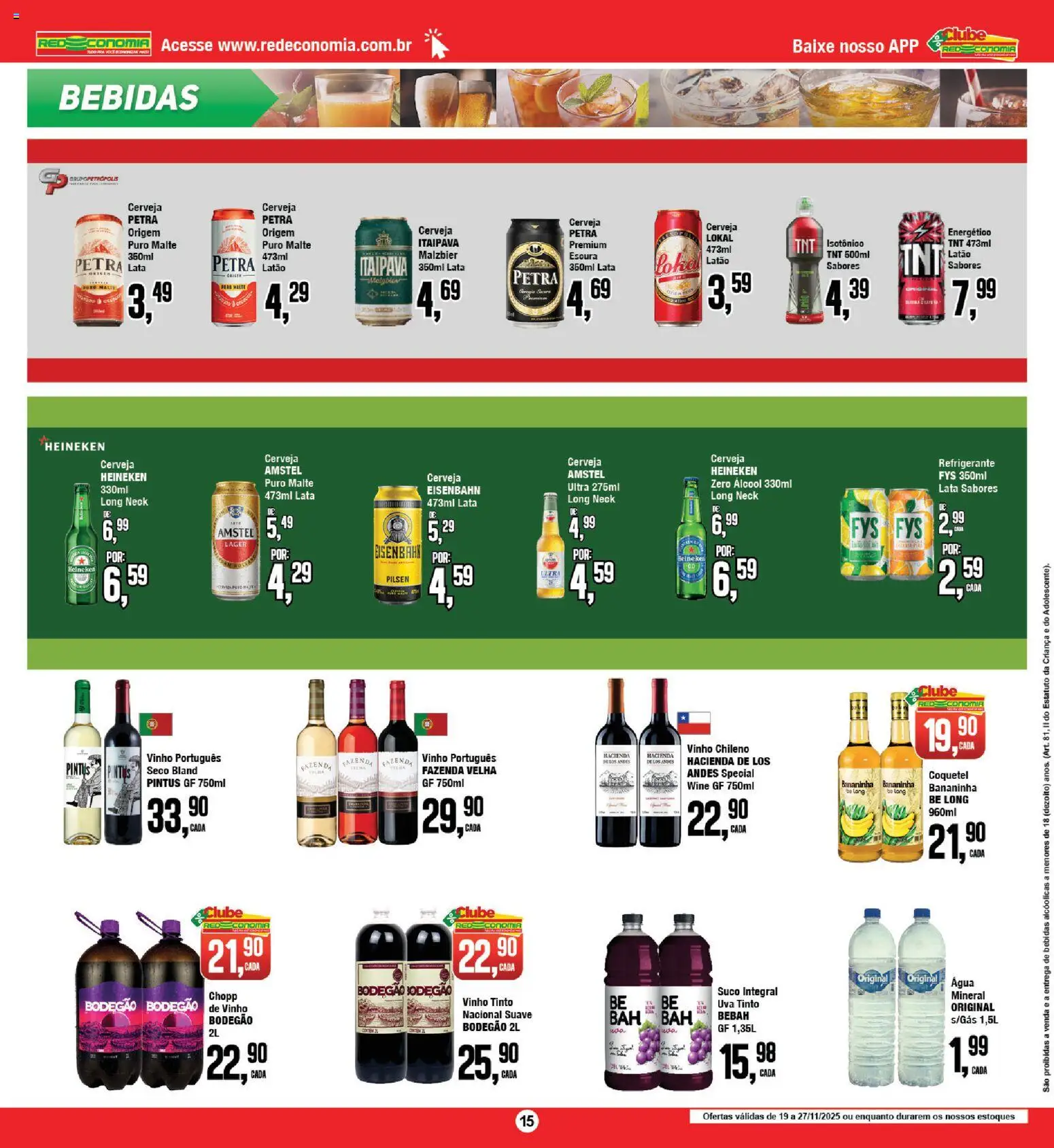 RedEconomia Folheto - válido de 19.11.2025 | Página: 15 | Produtos: Eisenbahn, Latao petra, Suco, Heineken