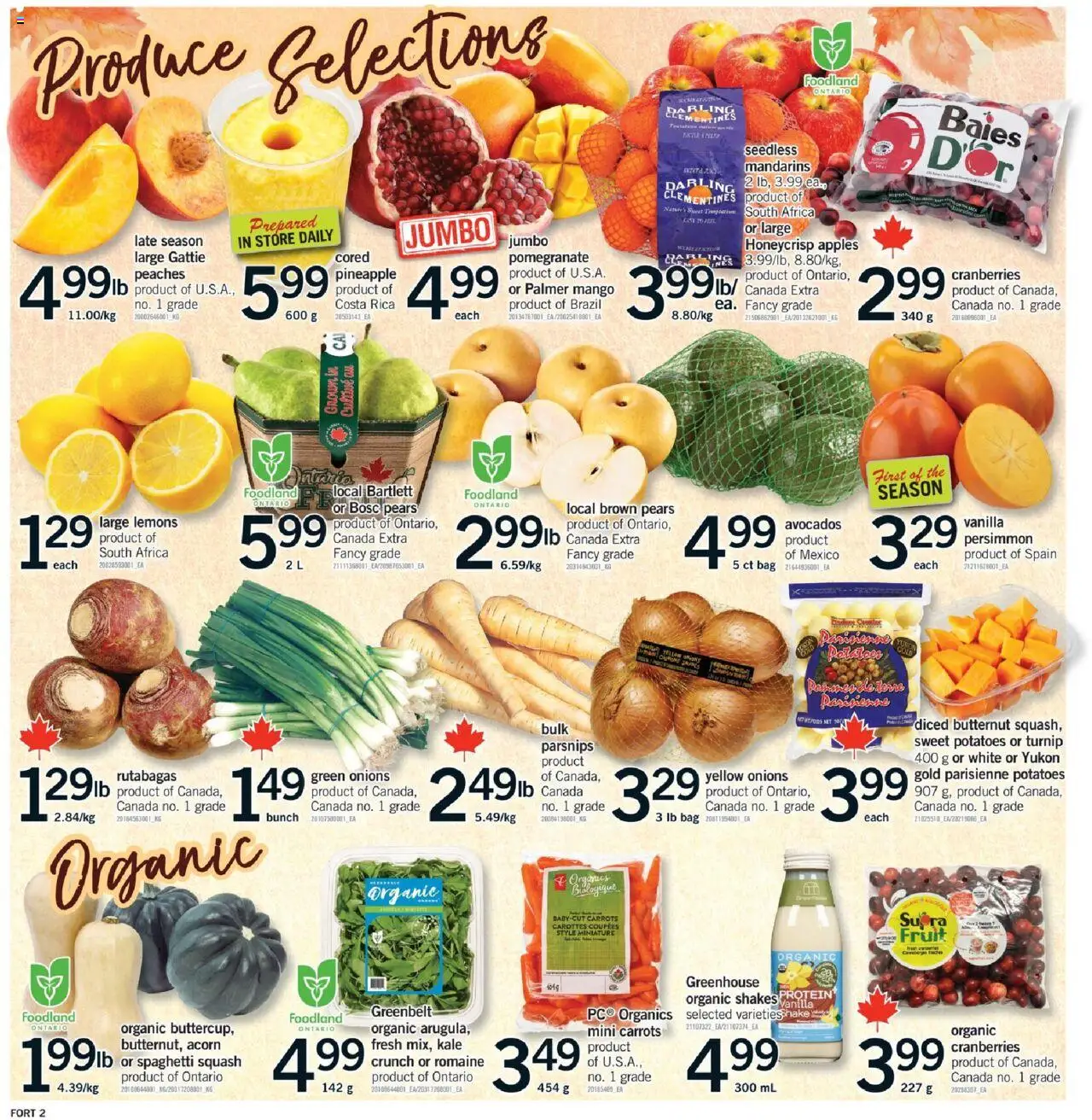 Fortinos flyer valid from 09.10.2025 | Page: 3 | Products: Pineapple, Potatoes, Bag, Apples
