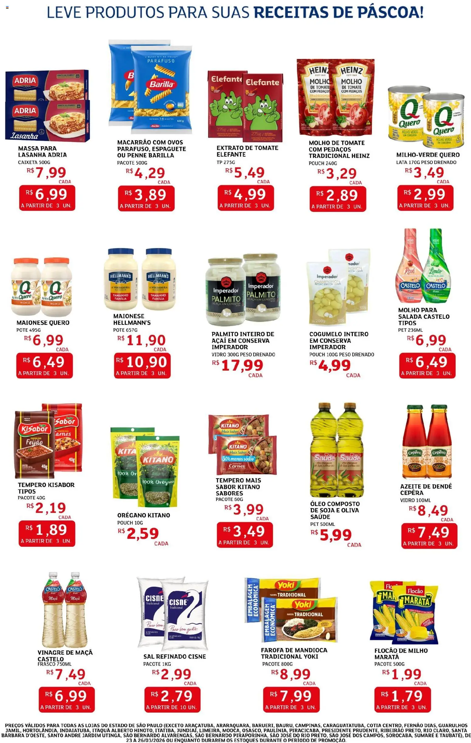 Assaí Atacadista Folheto - válido de 23.03.2026 | Página: 3 | Produtos: Vinagre, Macarrão, Salada, Soja