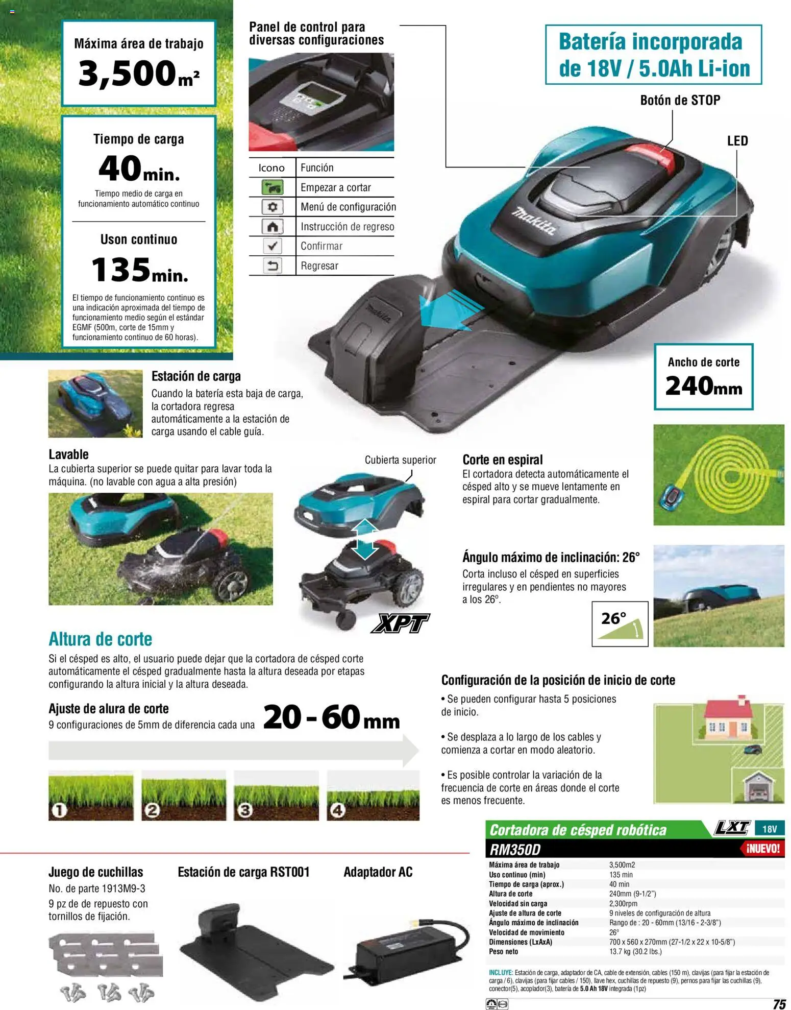 Nuevas ofertas de Makita válidas en toda la República Mexicana desde el 01.01.2024. ¡Encuentra las mejores ofertas en Makita catálogo General! | Página: 75 | Productos: Agua, Cortadora de cesped, Batería, Llave