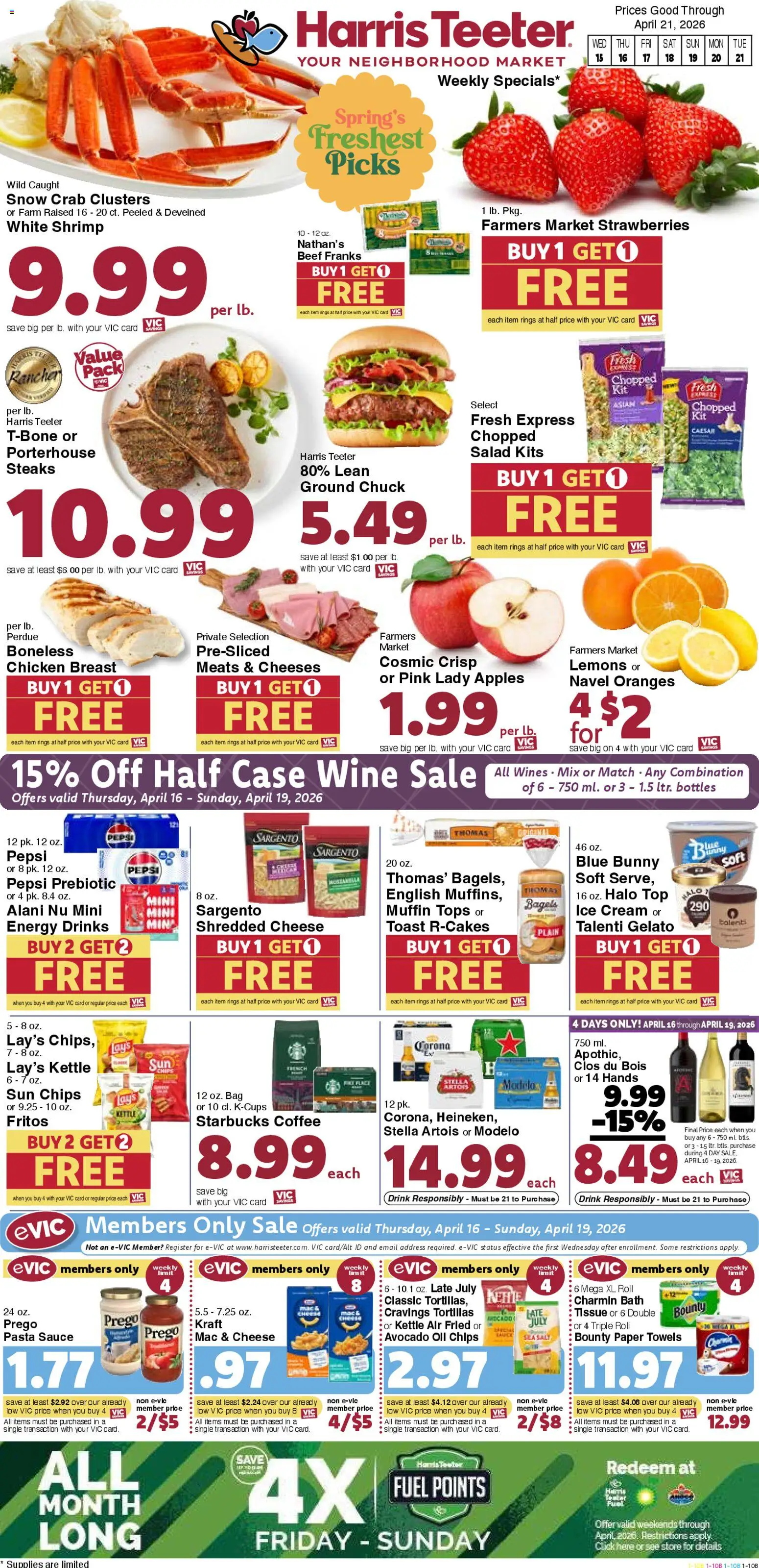 Harris Teeter Weekly Ad - NC - valid from 15.04.2026 | Page: 1 | Products: Bath, Apples, Cream, Kettle