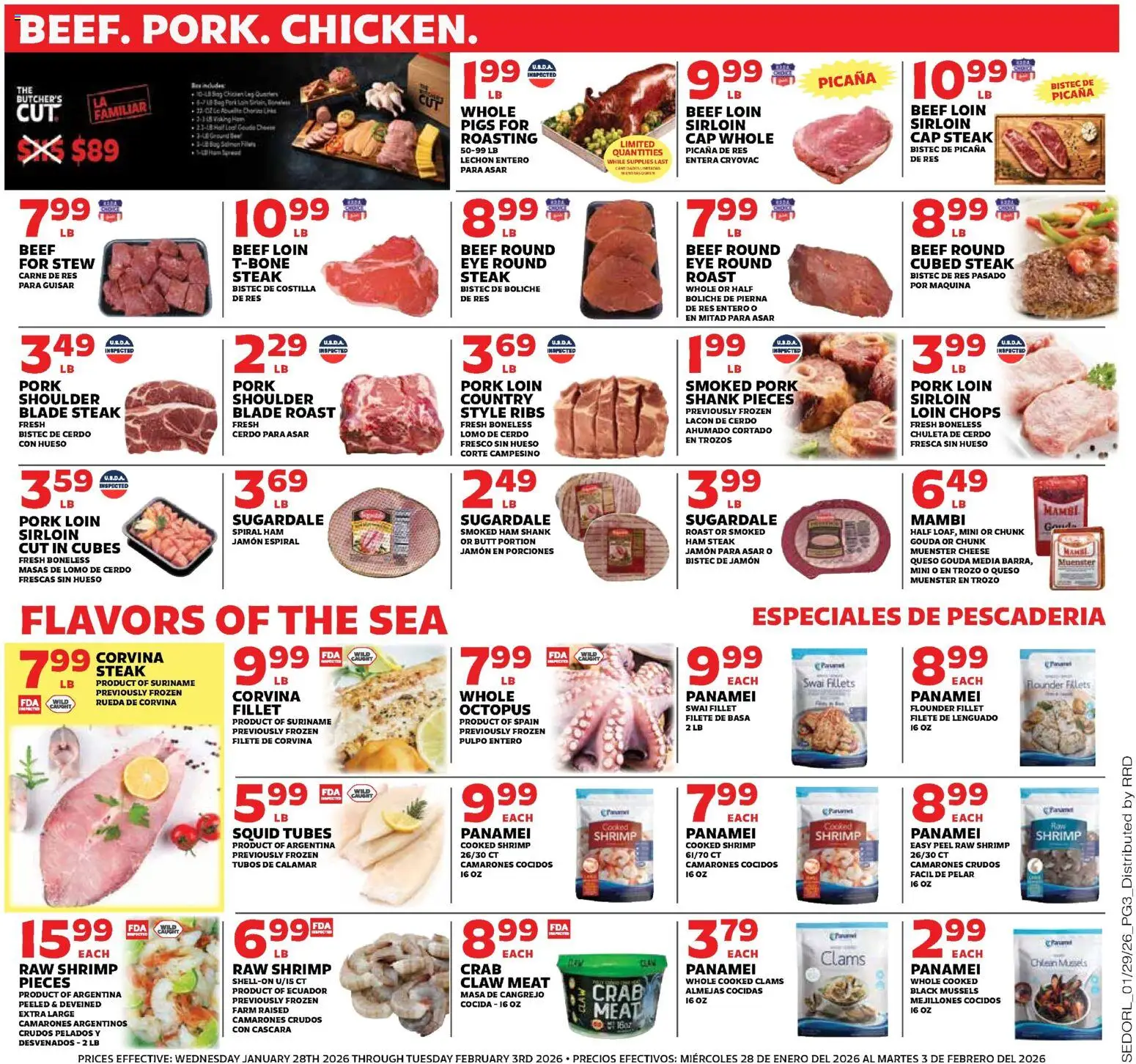 Sedano's Weekly Ad - valid from 28.01.2026 | Page: 3 | Products: Cheese, Ham, Pork, Cap