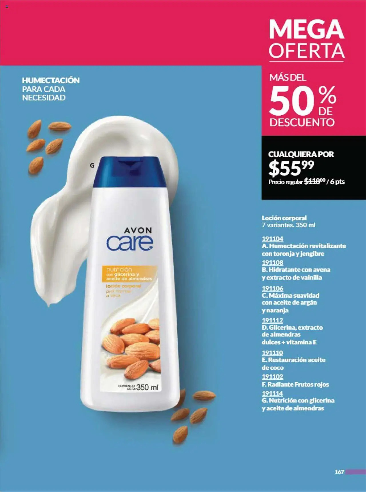 Nuevas ofertas de AVON válidas en toda la República Mexicana desde el 13.09.2025. ¡Encuentra las mejores ofertas en AVON - Campaña 14 2025! | Página: 175 | Productos: Almendras, Aceite, Loción, Dulces