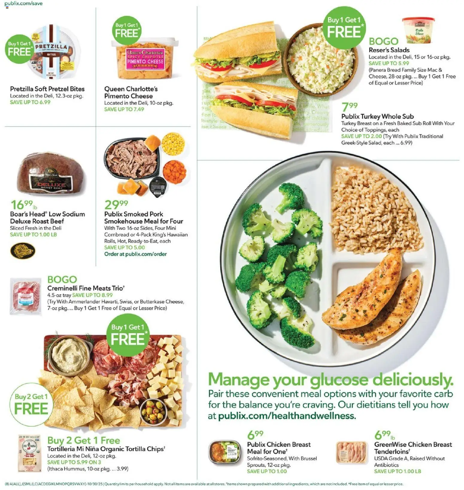 Publix Leaflet - valid from 29.10.2025 | Page: 8 | Products: Glucose, Cheese, Bread, Pork